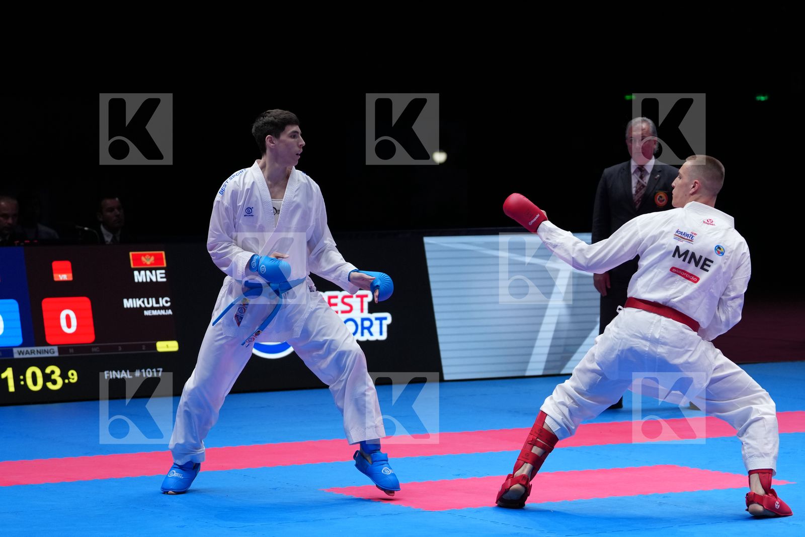 MIKULIC NEMANJA (MONTENEGRO) vs SHARAFUTDINOV ERNEST (EKF-1) in Male Kumite -75 Kg - Final Bout