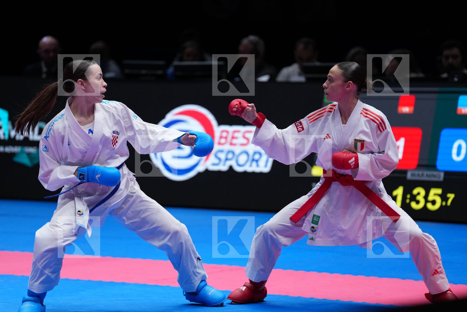 PERFETTO ERMINIA (ITALY) vs SGARDELLI EMA (CROATIA) in Female Kumite -50 Kg - Final Bout