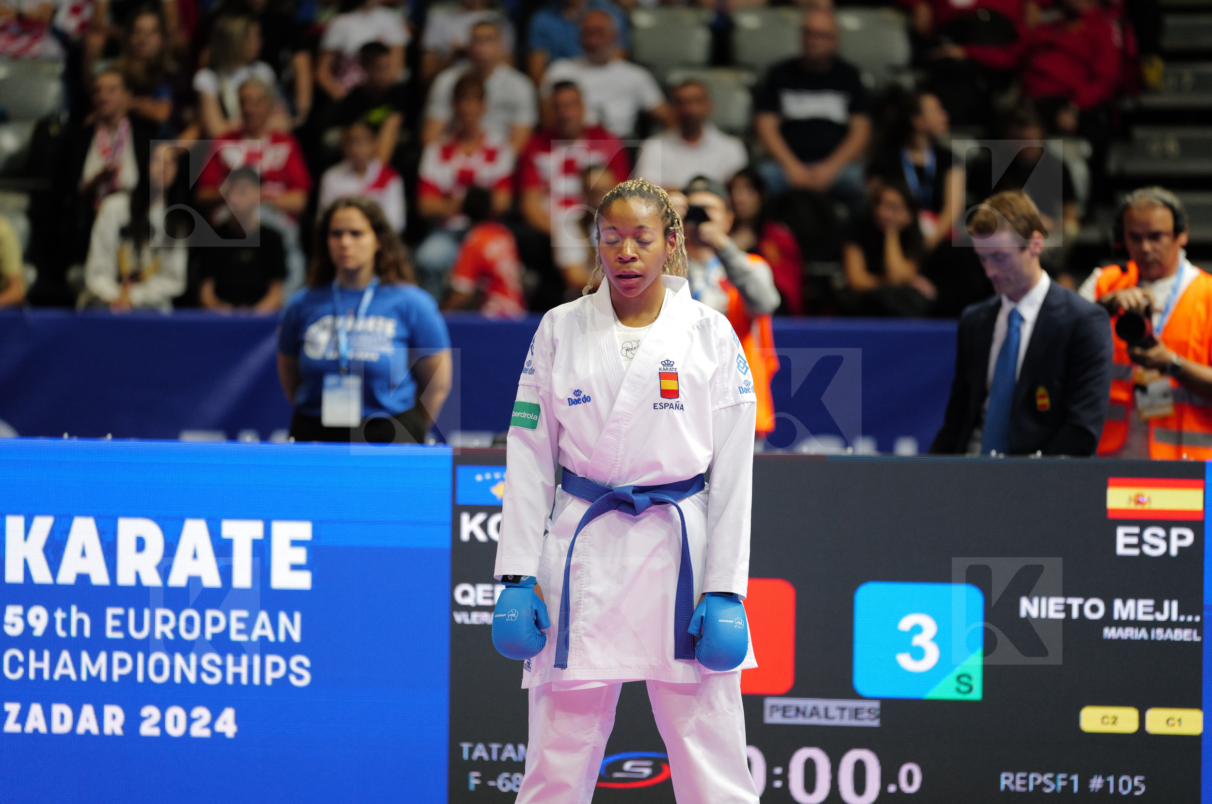 QERIMI VLERA (KOSOVO) vs NIETO MEJIAS MARIA ISABEL (SPAIN) in Female Kumite -68 Kg - Bronze bout
