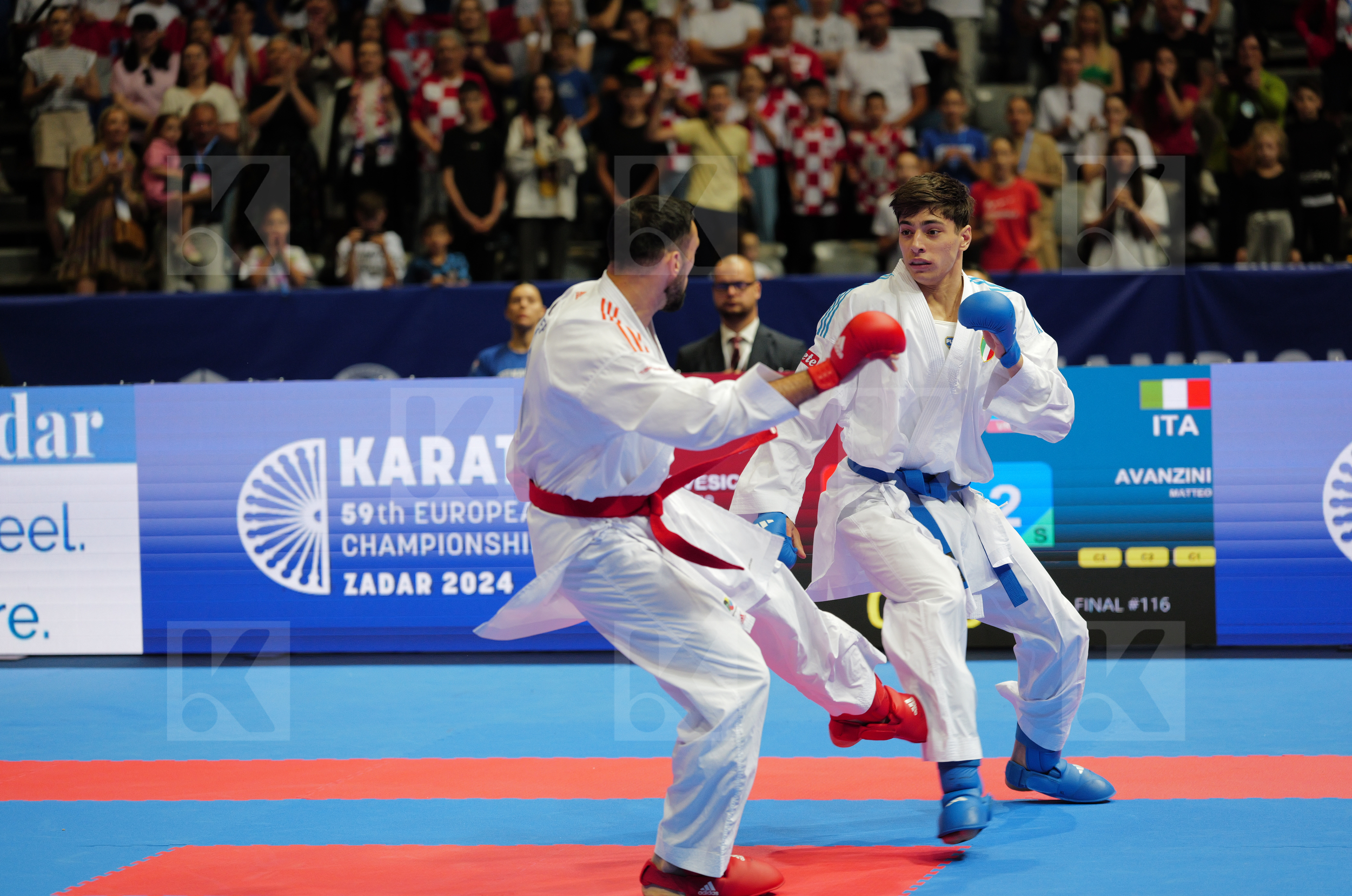 KVESIC ANDJELO (CROATIA) vs AVANZINI MATTEO (ITALY) in Male Kumite 84+ Kg - Final bout