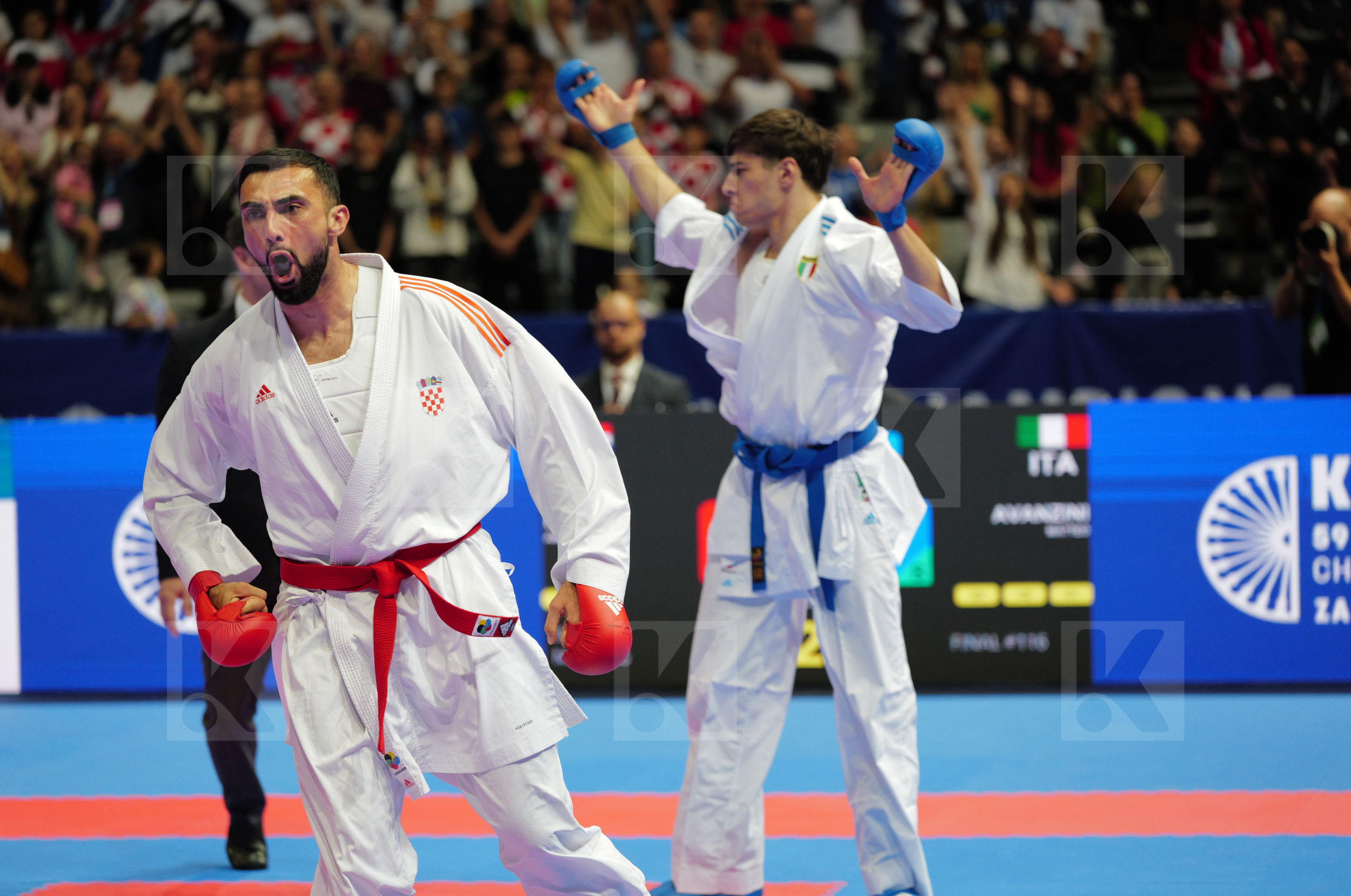 KVESIC ANDJELO (CROATIA) vs AVANZINI MATTEO (ITALY) in Male Kumite 84+ Kg - Final bout