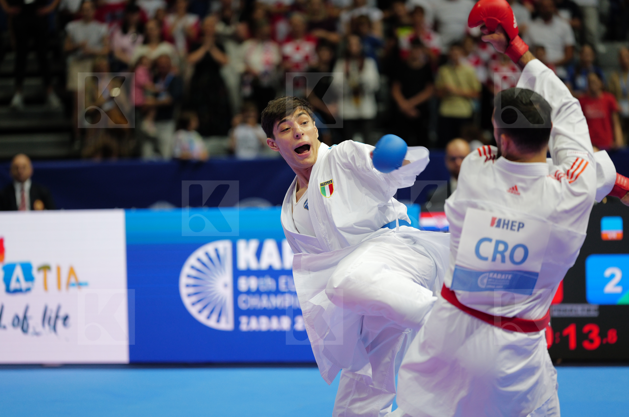 KVESIC ANDJELO (CROATIA) vs AVANZINI MATTEO (ITALY) in Male Kumite 84+ Kg - Final bout