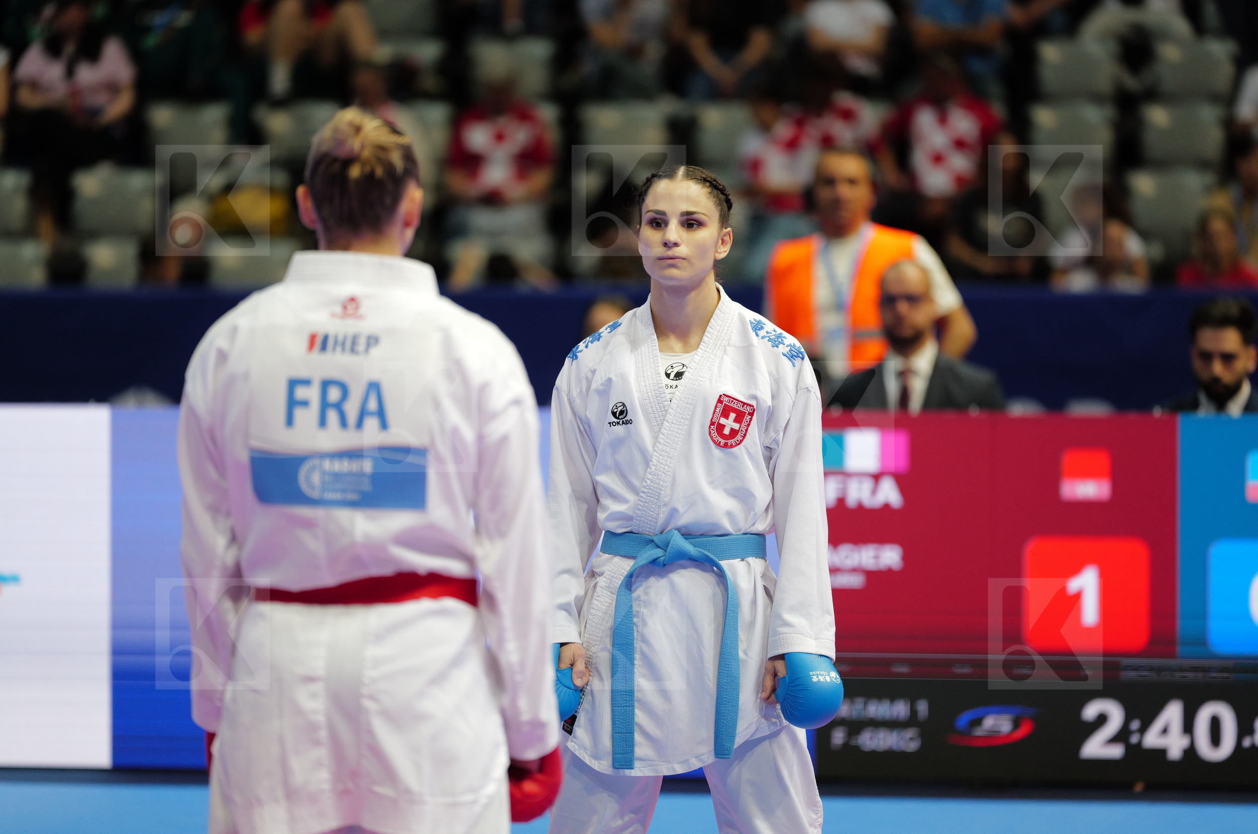 AGIER ALIZEE (FRANCE) vs QUIRICI ELENA (SWITZERLAND) in Female Kumite -68 Kg - Final bout