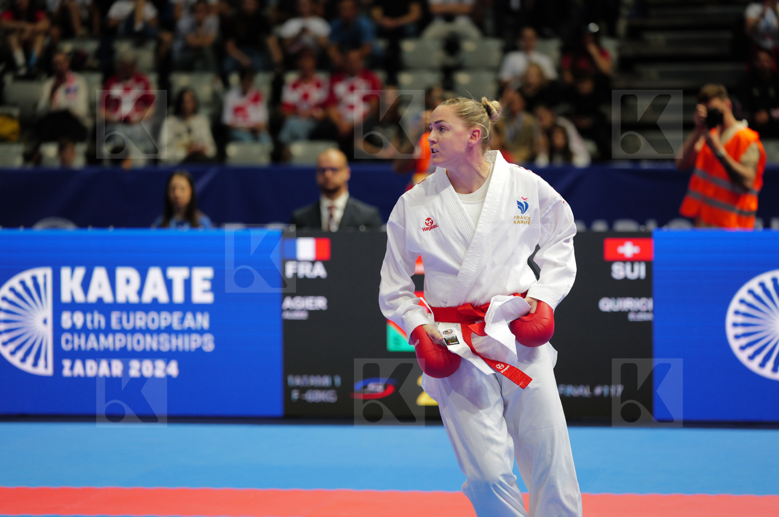 AGIER ALIZEE (FRANCE) vs QUIRICI ELENA (SWITZERLAND) in Female Kumite -68 Kg - Final bout