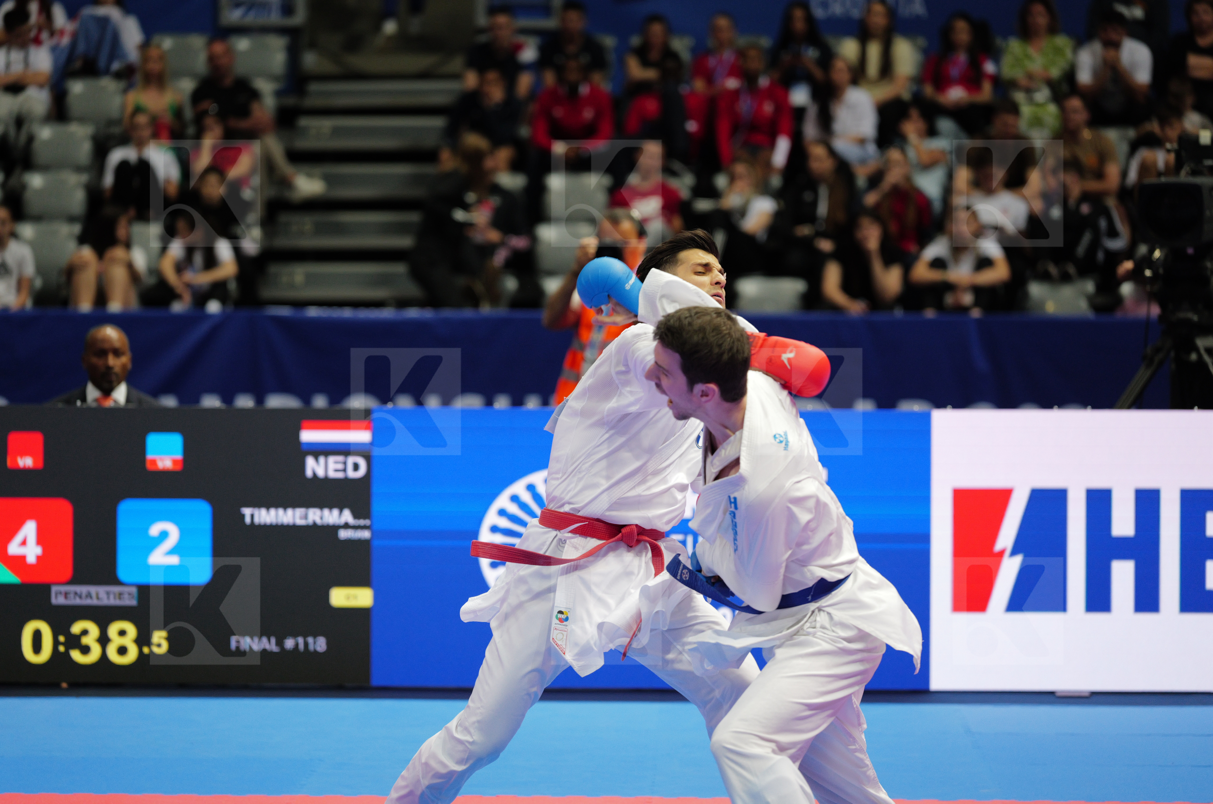 MASTROGIANNIS KONSTANTINOS (GREECE) vs TIMMERMANS BRIAN (NEDERLANDS) in Male Kumite -84 Kg - Final bout