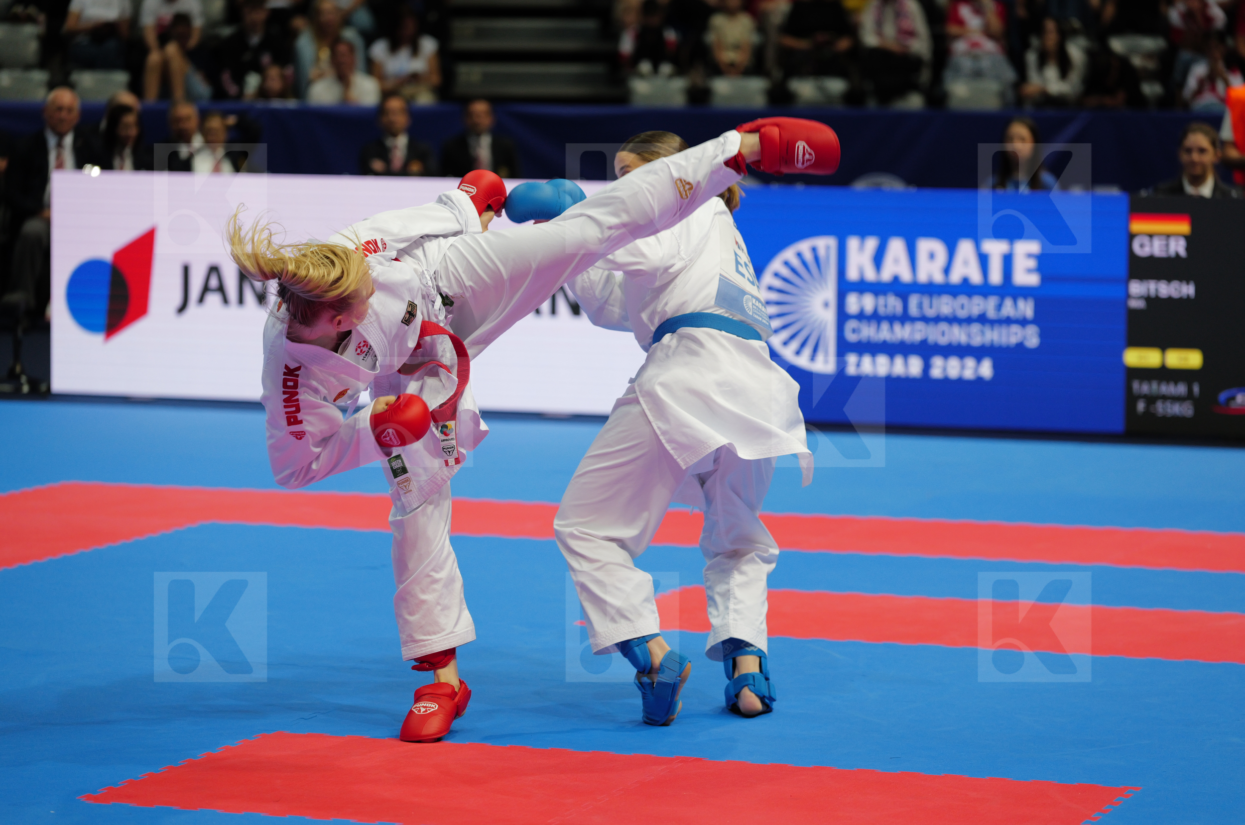 BITSCH MIA (GERMANY) vs PEREIRA VILLALOBOS SONIA (SPAIN) in Female Kumite -55 Kg - Final bout