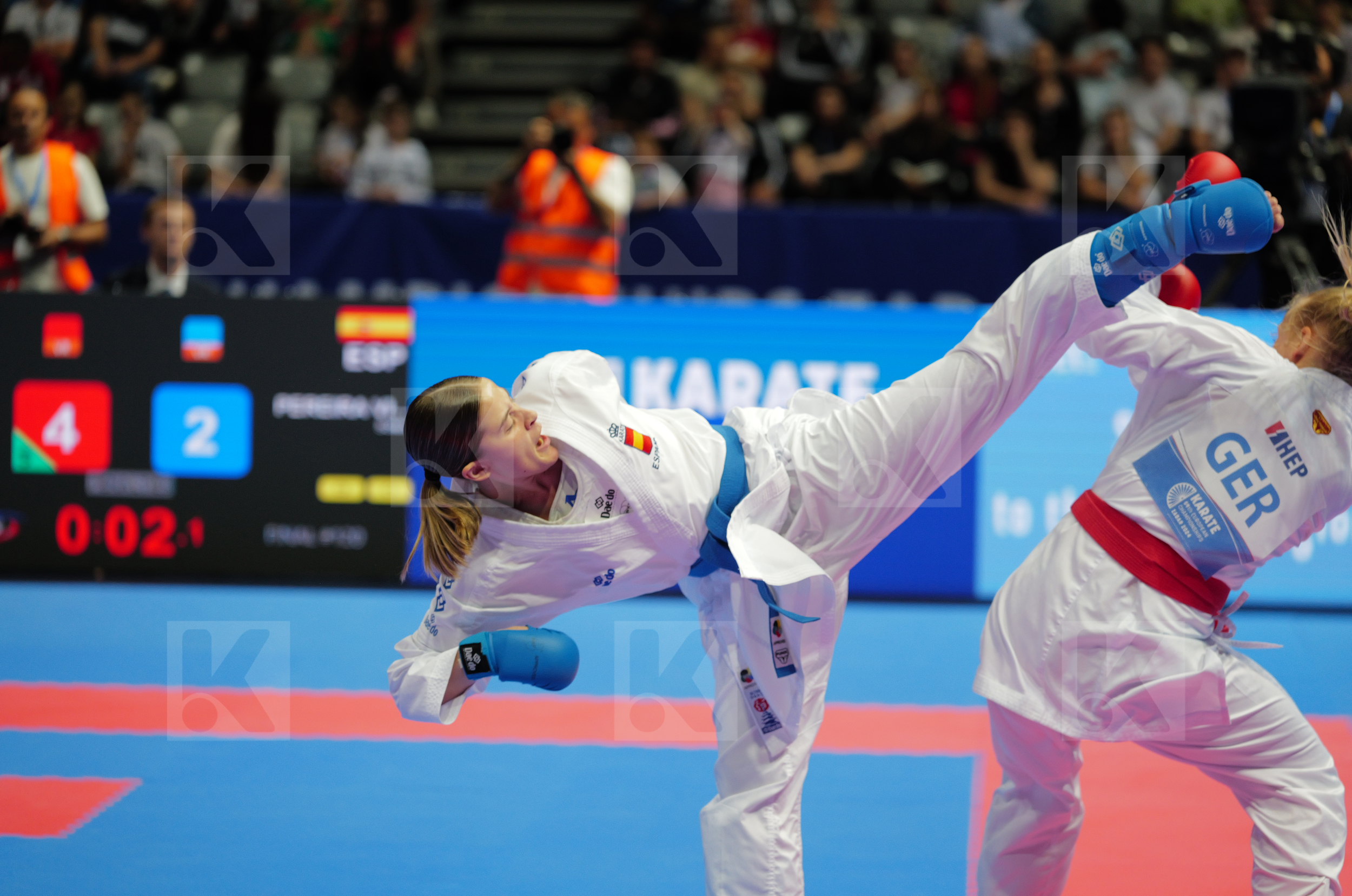 BITSCH MIA (GERMANY) vs PEREIRA VILLALOBOS SONIA (SPAIN) in Female Kumite -55 Kg - Final bout