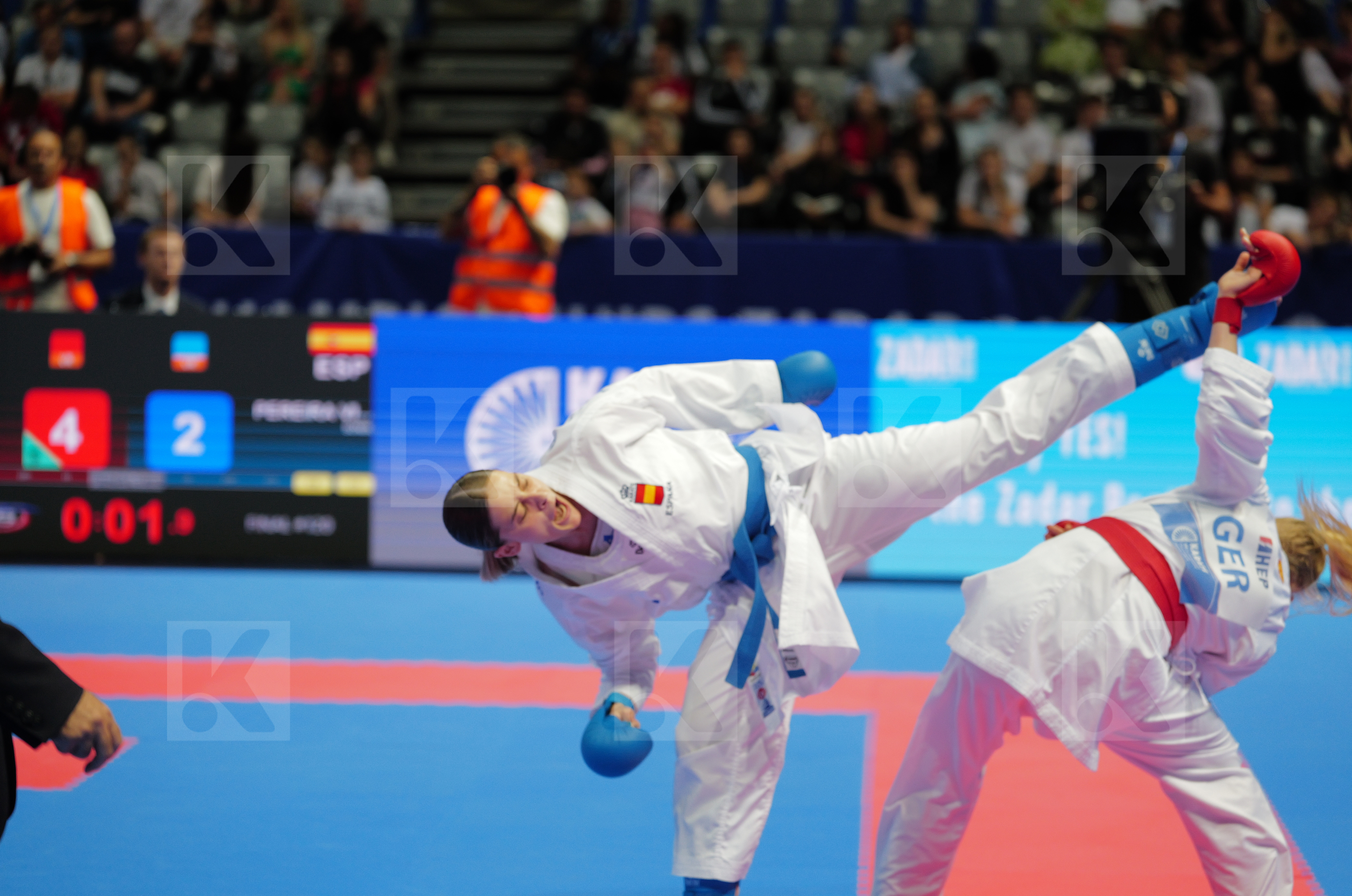 BITSCH MIA (GERMANY) vs PEREIRA VILLALOBOS SONIA (SPAIN) in Female Kumite -55 Kg - Final bout