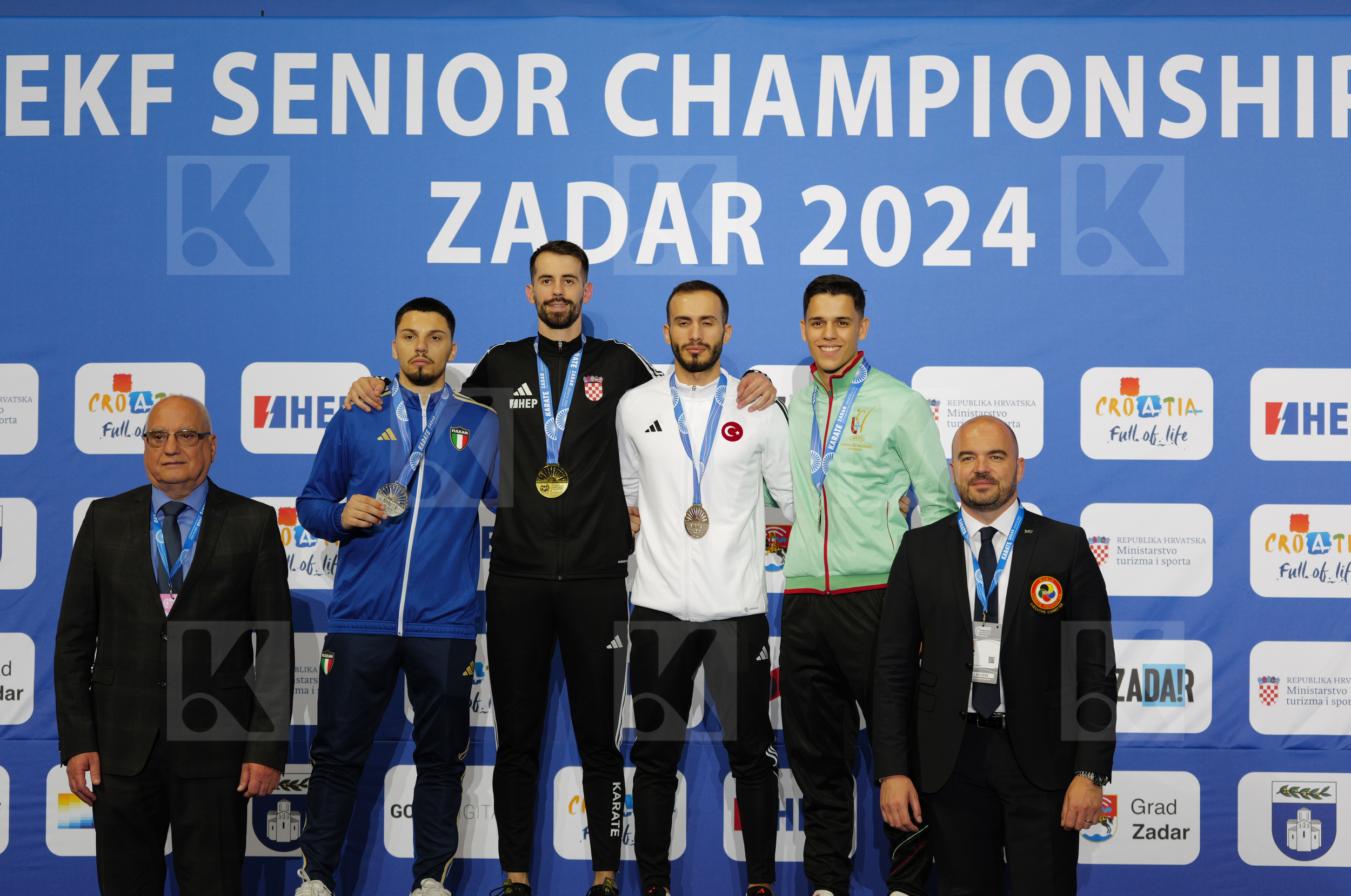 in Male Kumite -75 Kg - Podium ceremony
