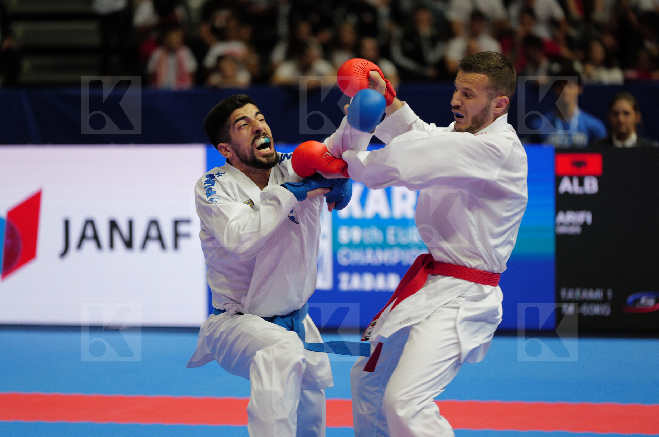 ARIFI ORGES (ALBANIA) vs XENOS CHRISTOS-STEFANOS (GREECE) in Male Kumite -60 Kg - Final bout