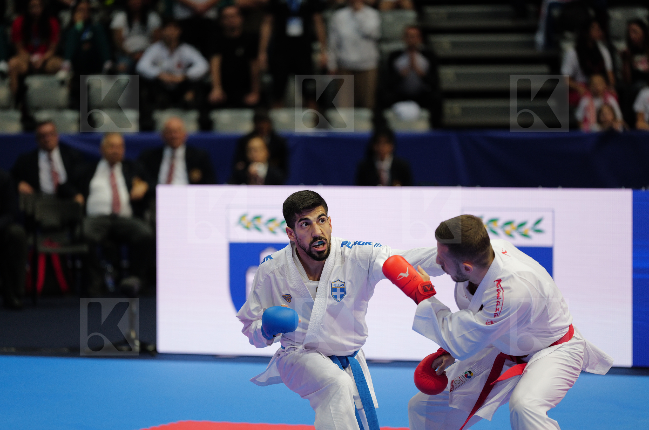 ARIFI ORGES (ALBANIA) vs XENOS CHRISTOS-STEFANOS (GREECE) in Male Kumite -60 Kg - Final bout