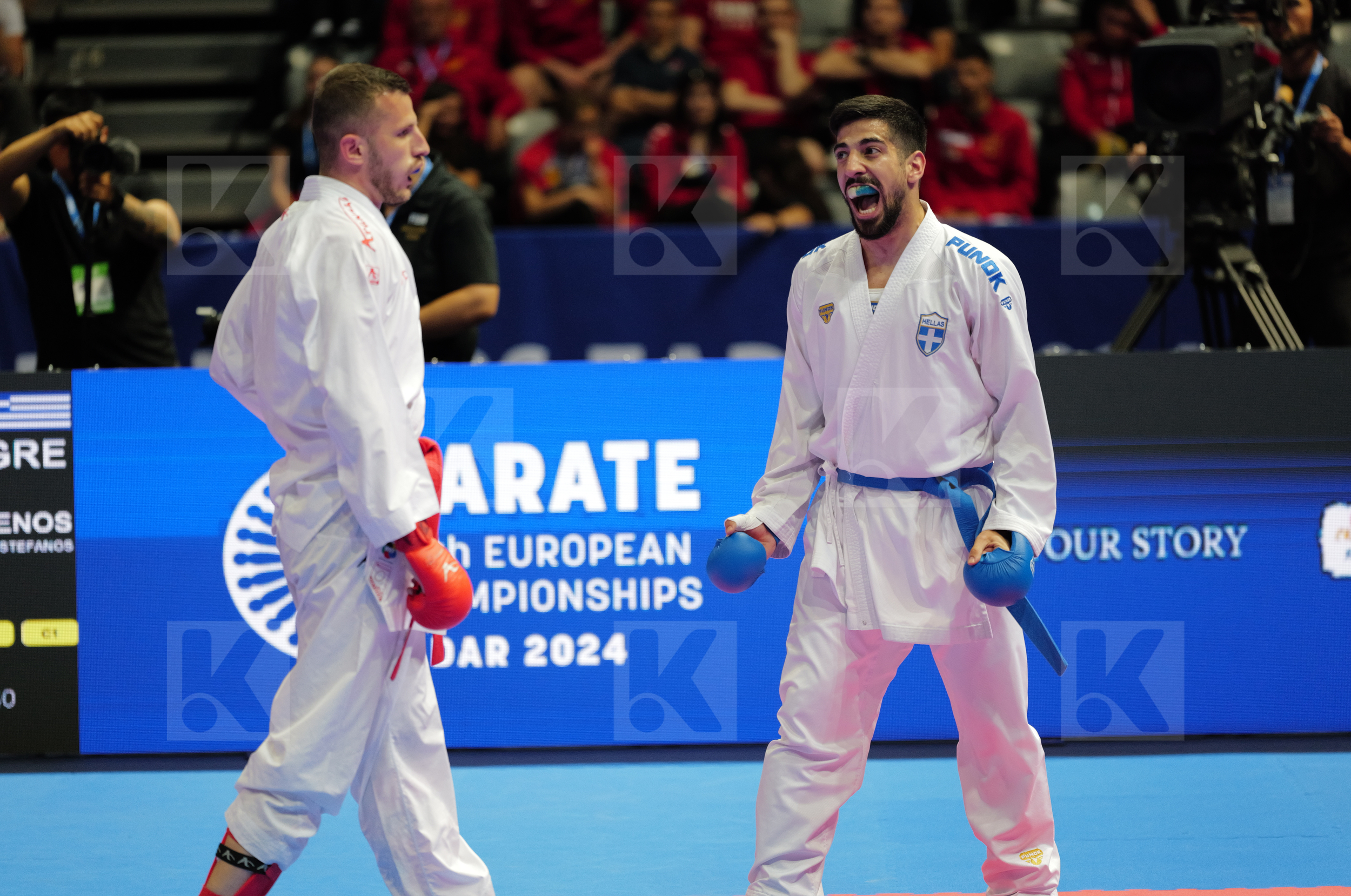 ARIFI ORGES (ALBANIA) vs XENOS CHRISTOS-STEFANOS (GREECE) in Male Kumite -60 Kg - Final bout