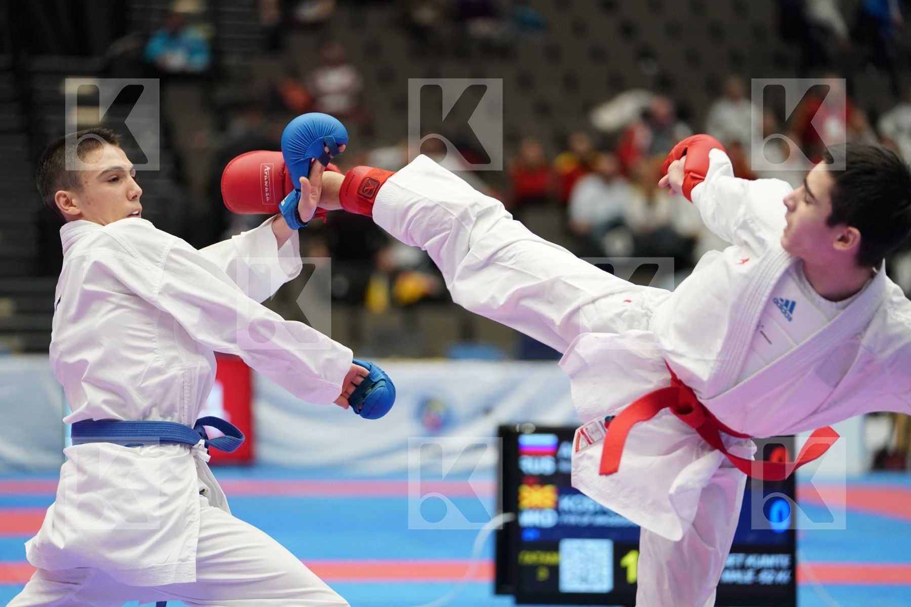 AKHMEDOV AKHMED (RUSSIAN FEDERATION) vs KOSTOV BOJAN (FYR OF MACEDONIA) in Cadet Kumite Male -52 Kg - Final bout