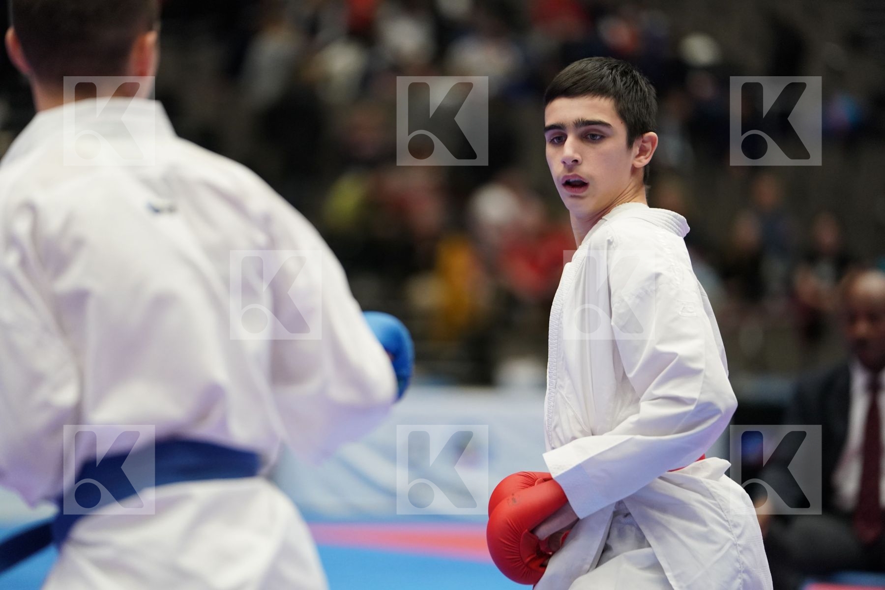 AKHMEDOV AKHMED (RUSSIAN FEDERATION) vs KOSTOV BOJAN (FYR OF MACEDONIA) in Cadet Kumite Male -52 Kg - Final bout