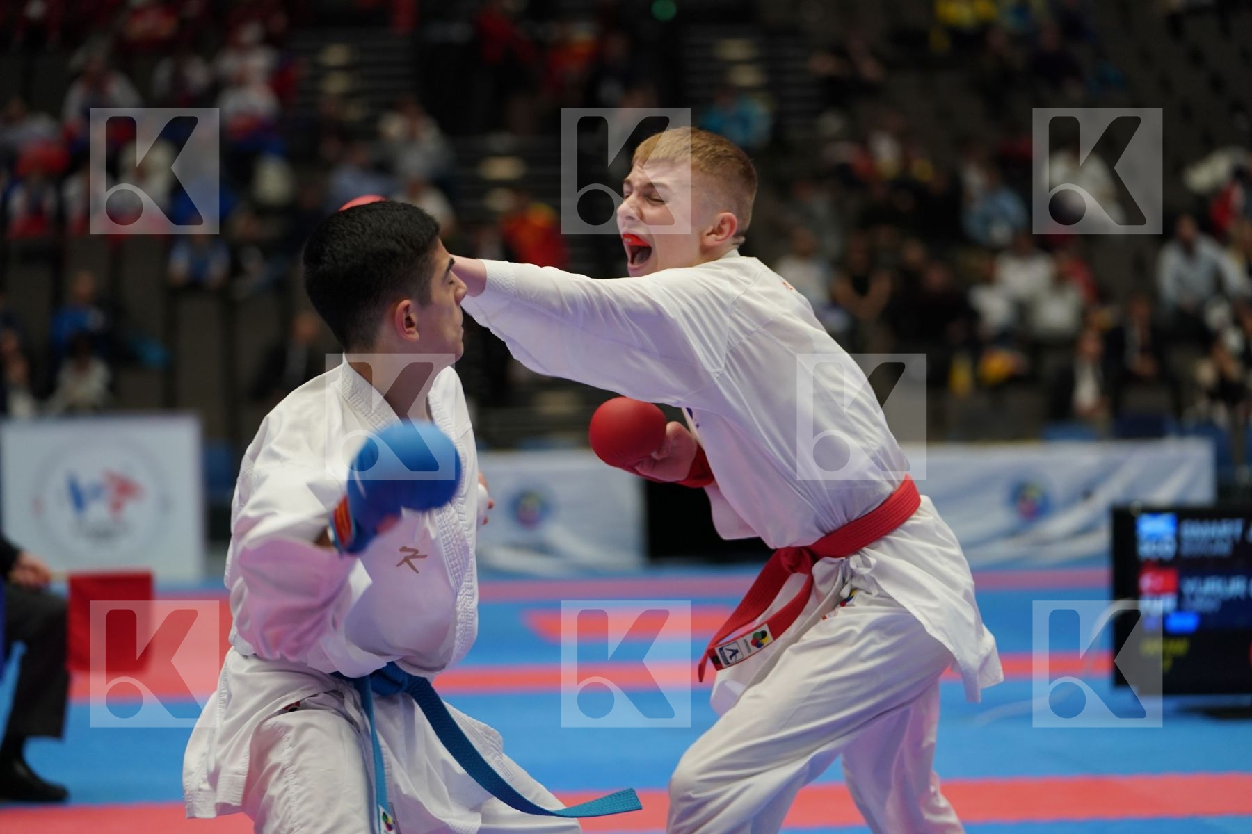 SMART JACOB (SCOTLAND) vs YURUR OMER FARUK (TURKEY) in Cadet Kumite Male Ð 57 Kg - Final bout