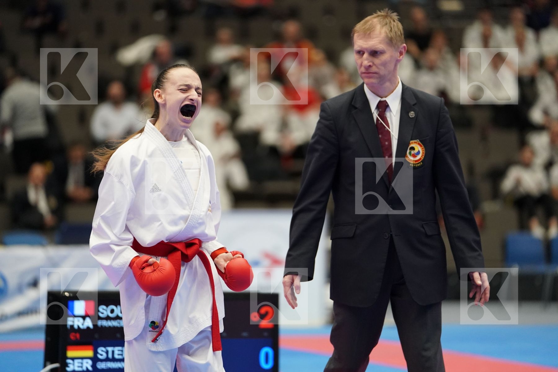 SOULIER MARGOT (FRANCE) vs STEIN RENEE (GERMANY) in Cadet Kumite Female -47 Kg - Final bout