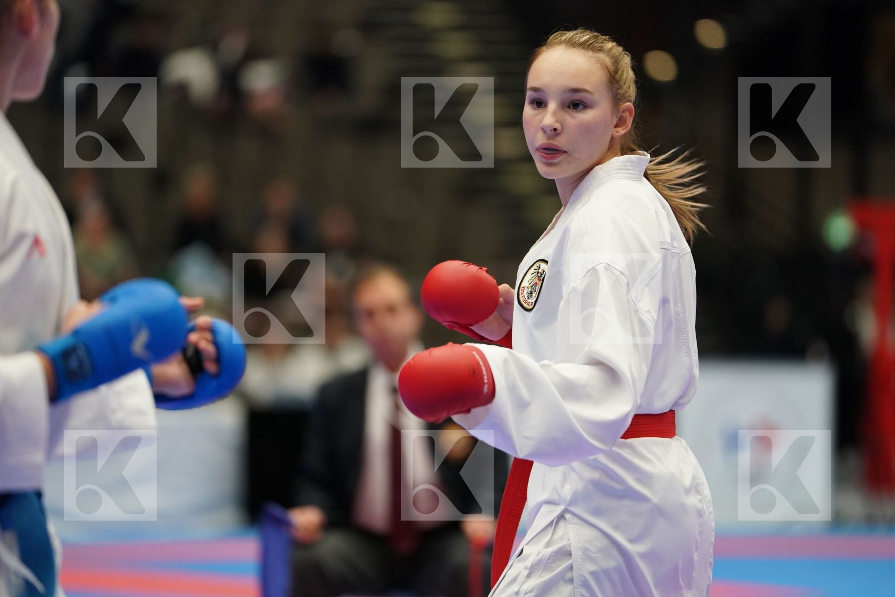 DEVIGILI HANNA (AUSTRIA) vs MUZIKAROVA KLARA (CZECH REPUPLIC) in Cadet Kumite Female 54+ Kg - Final bout