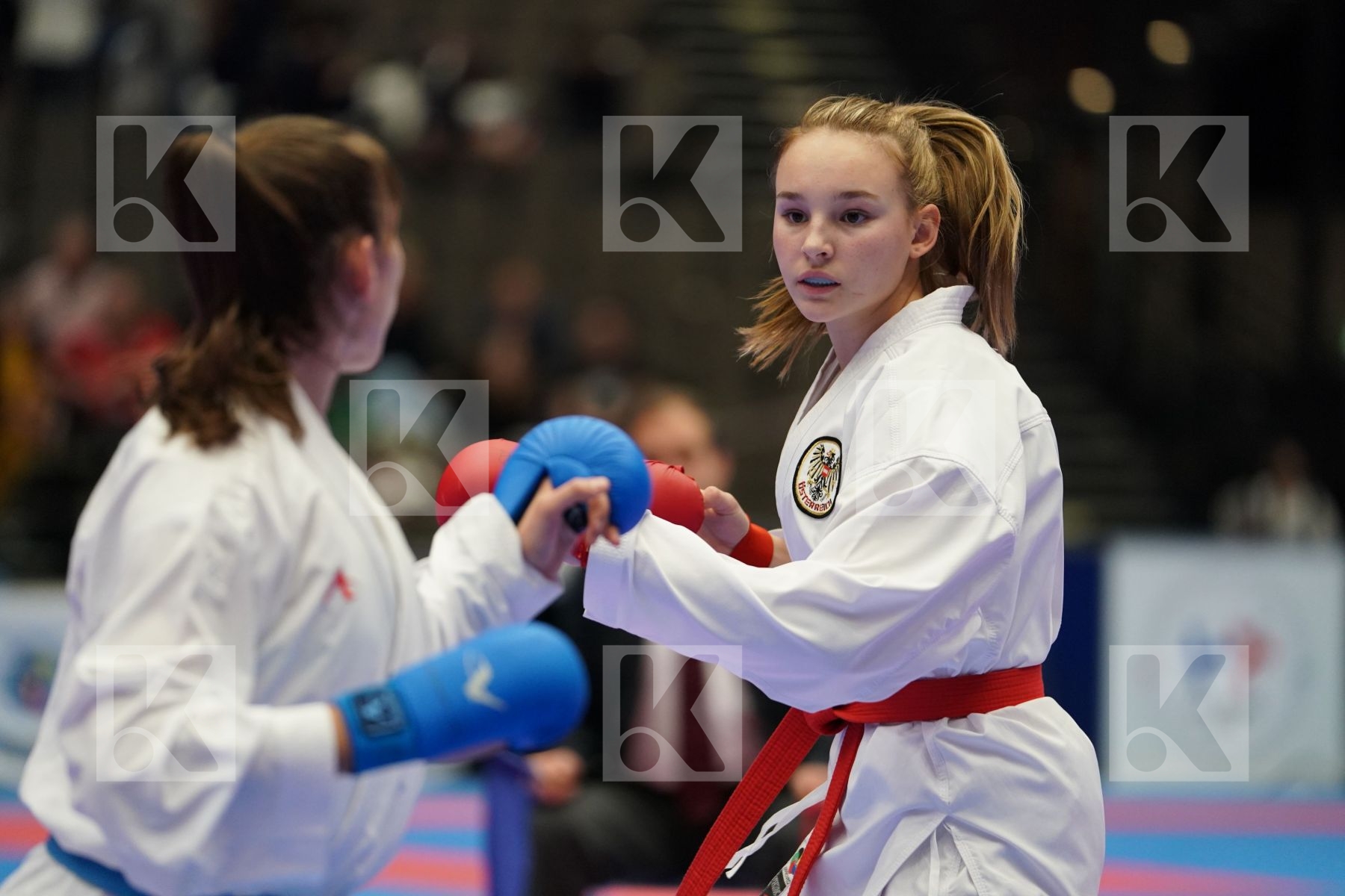 DEVIGILI HANNA (AUSTRIA) vs MUZIKAROVA KLARA (CZECH REPUPLIC) in Cadet Kumite Female 54+ Kg - Final bout