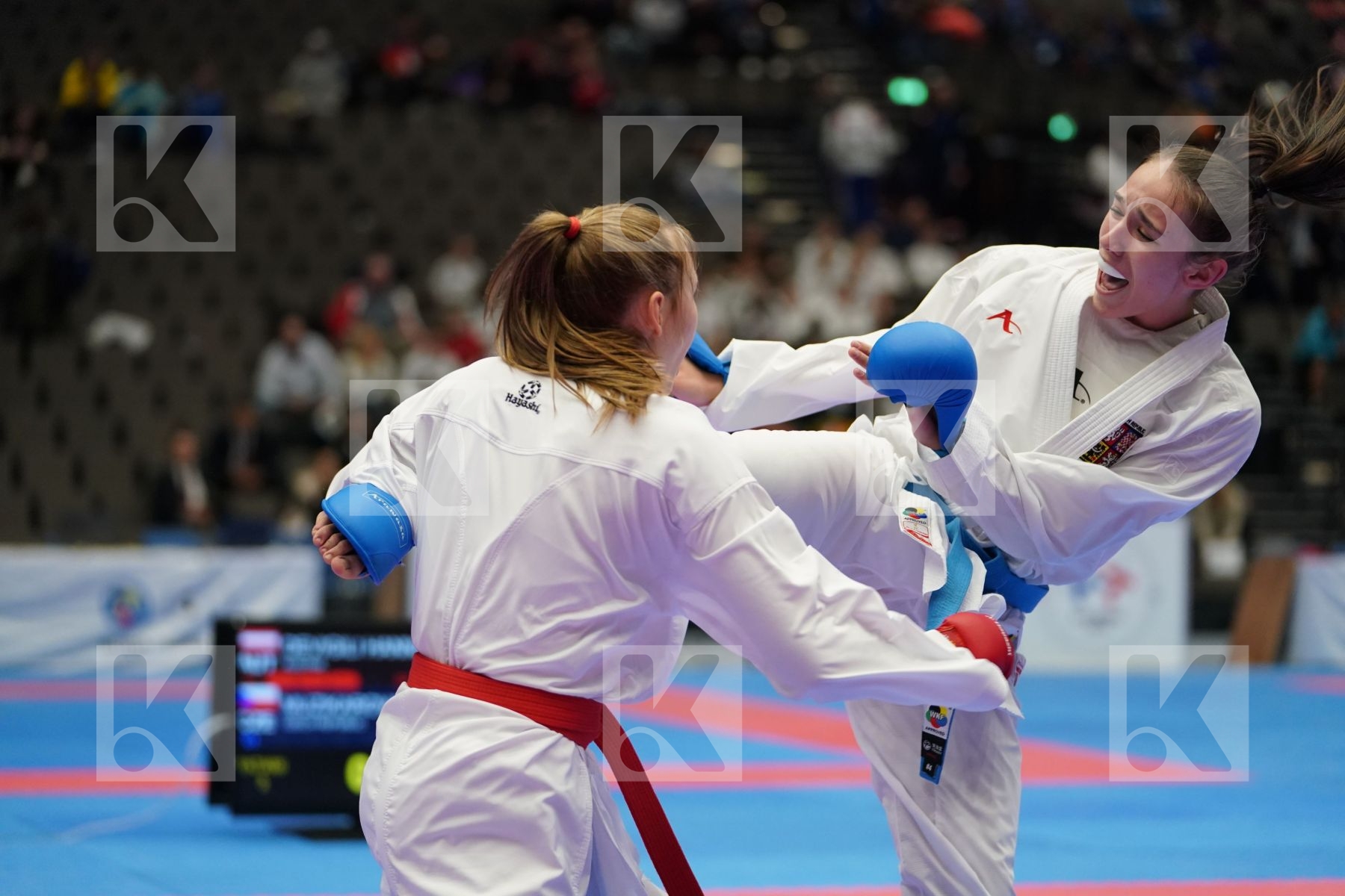 DEVIGILI HANNA (AUSTRIA) vs MUZIKAROVA KLARA (CZECH REPUPLIC) in Cadet Kumite Female 54+ Kg - Final bout