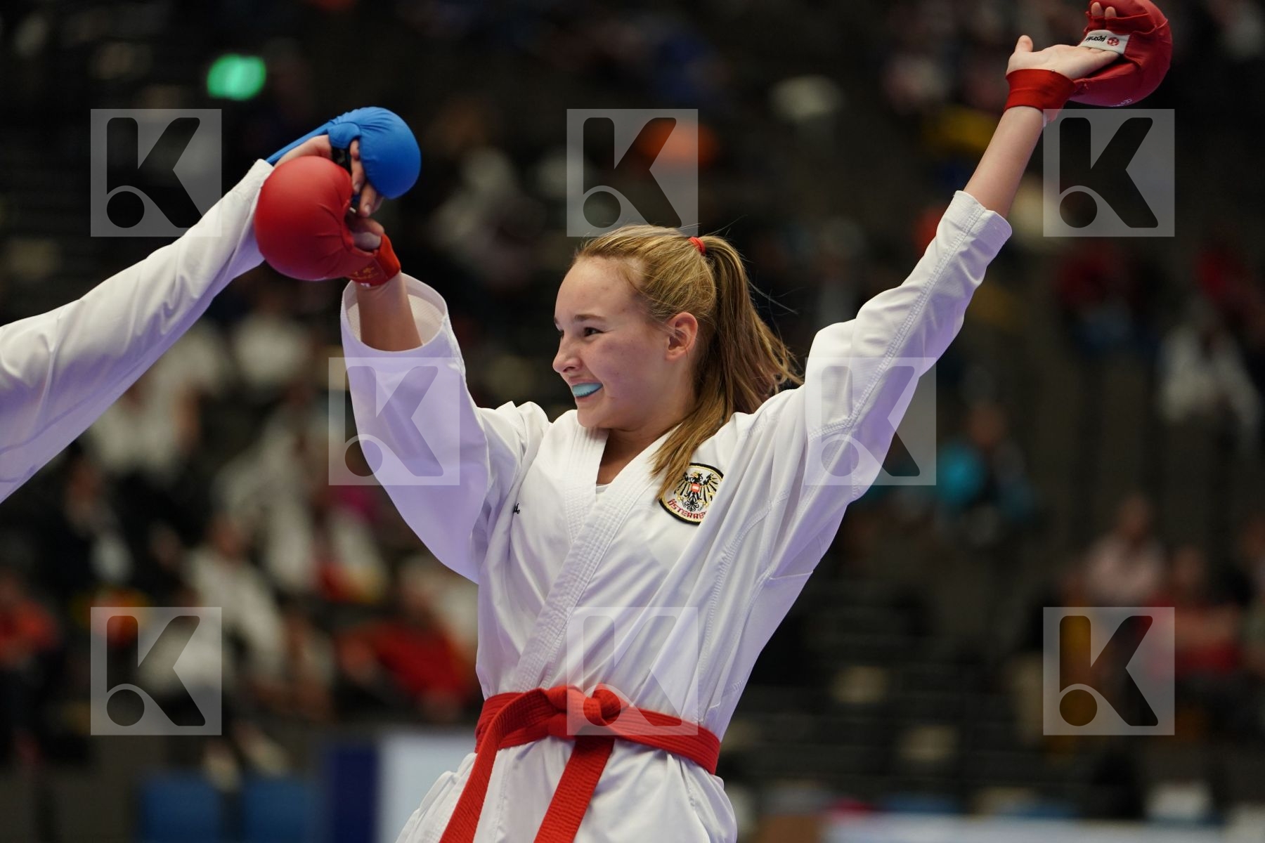 DEVIGILI HANNA (AUSTRIA) vs MUZIKAROVA KLARA (CZECH REPUPLIC) in Cadet Kumite Female 54+ Kg - Final bout