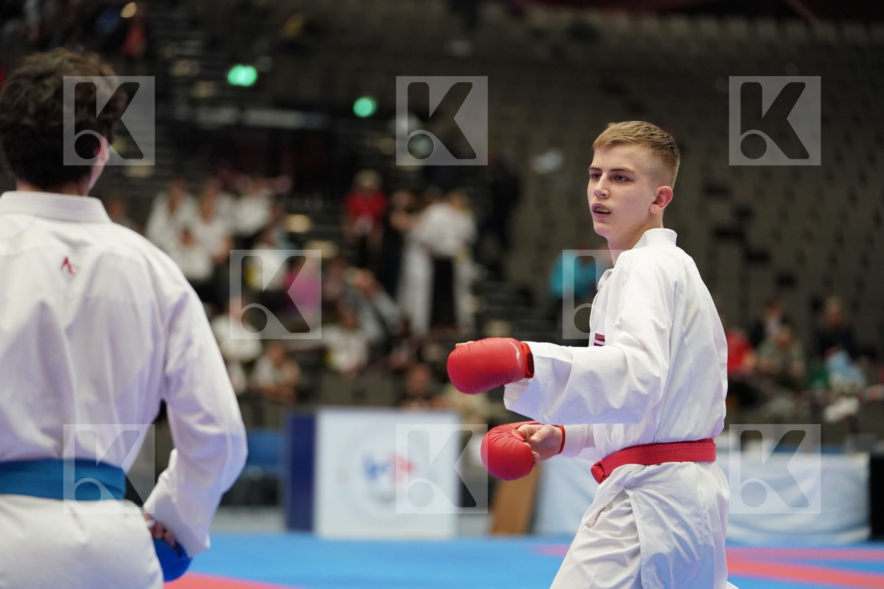 JERMOLAEV ARTJOM (LATVIA) vs MANIA SABA (GEORGIA) in Cadet Kumite Male Ð 70 Kg - Final bout