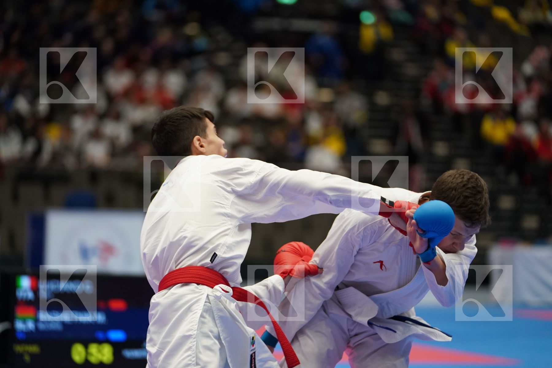 LUCIANO CARMINE (ITALY) vs RASHETNIK MIKITA (BELARUS) in Junior Kumite Male Ð 55 Kg - Final bout
