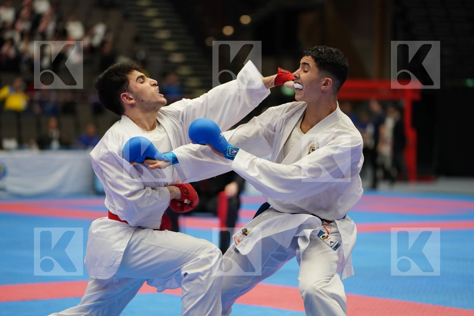 GULIYEV AMINAGHA (AZERBAIJAN) vs OUALAD HAS AMAR YOUNESS (BELGIUM) in Junior Kumite Male Ð 61 Kg - Final bout