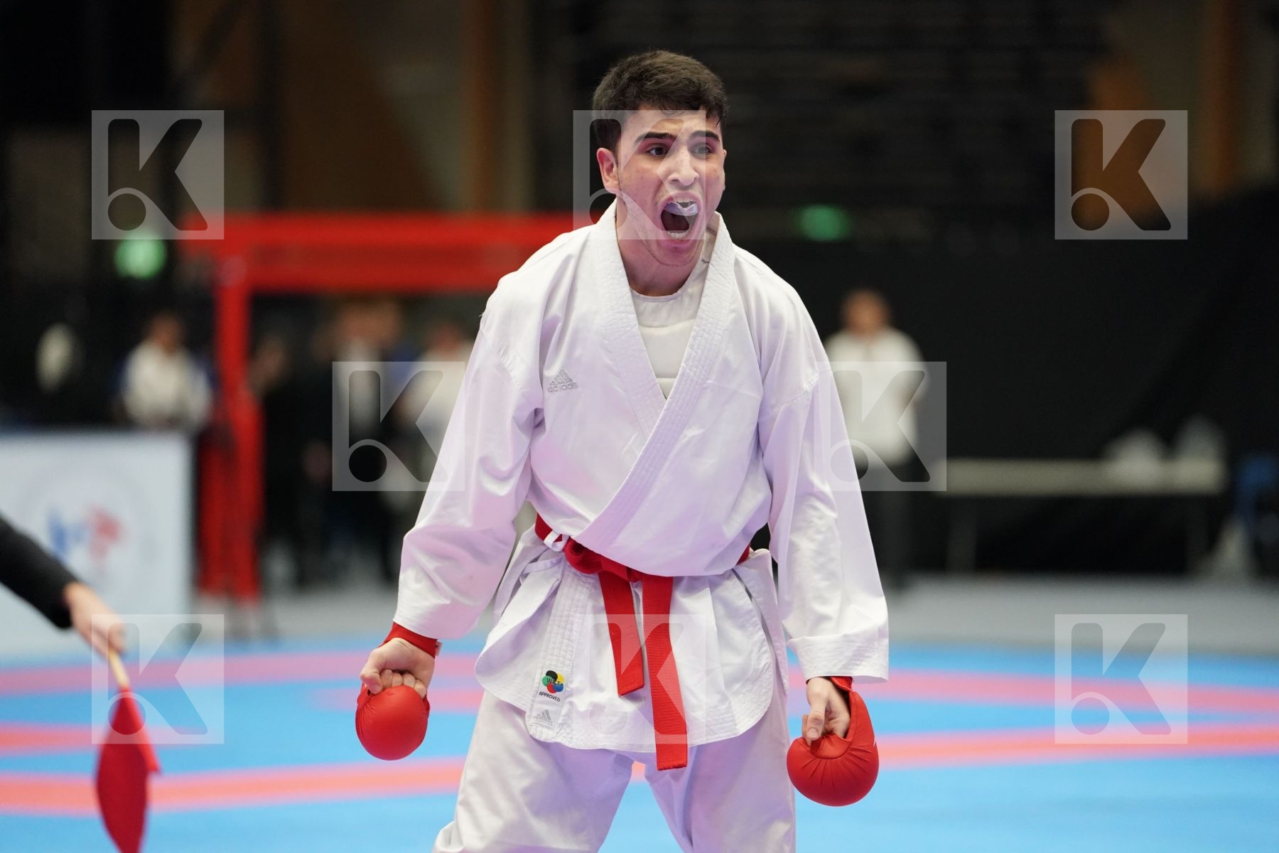 GULIYEV AMINAGHA (AZERBAIJAN) vs OUALAD HAS AMAR YOUNESS (BELGIUM) in Junior Kumite Male Ð 61 Kg - Final bout