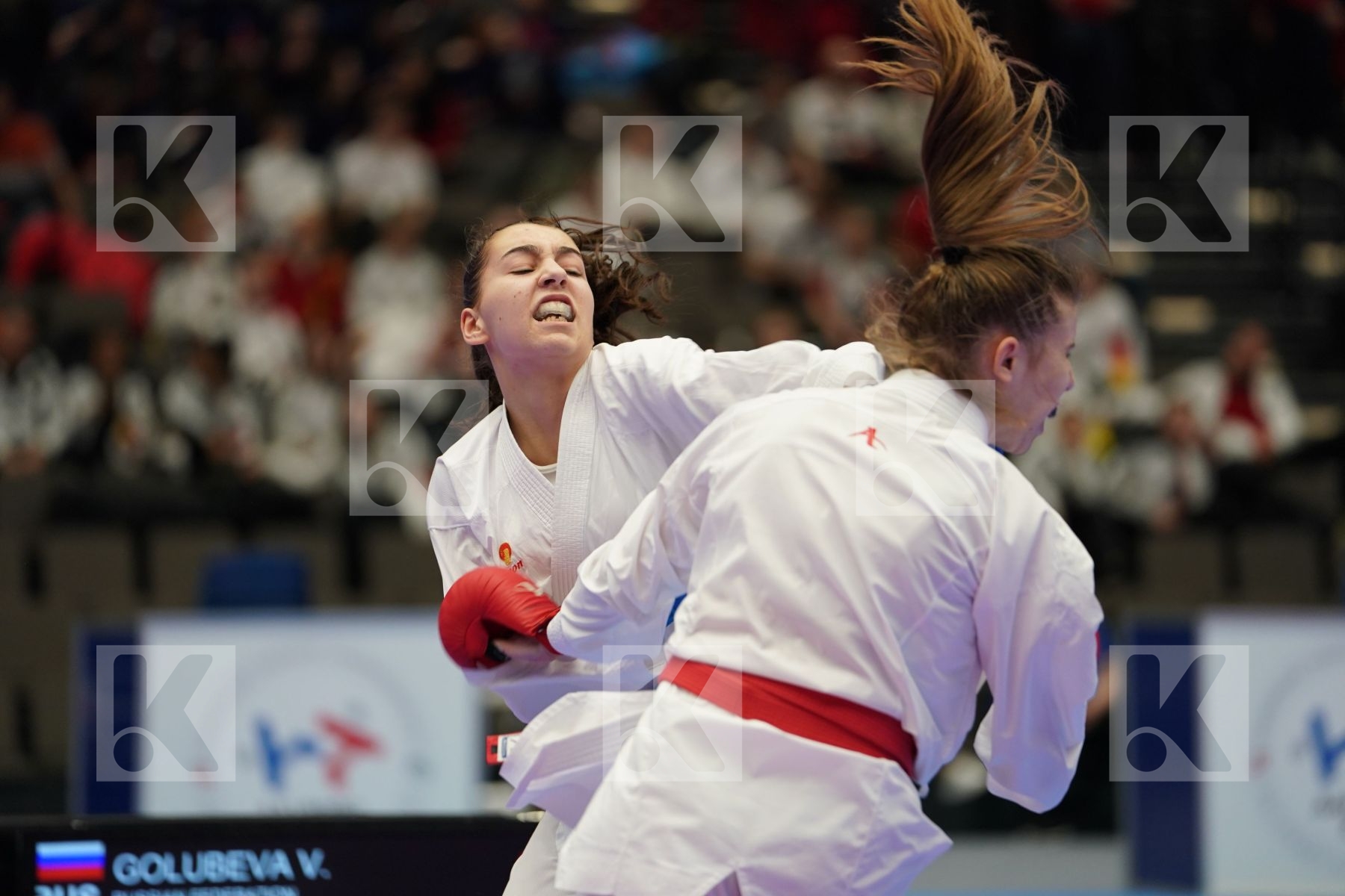 GOLUBEVA VALERIIA (RUSSIAN FEDERATION) vs JOVANOVIC MILENA (MONTENEGRO) in Junior Kumite Female 59+ Kg - Final bout