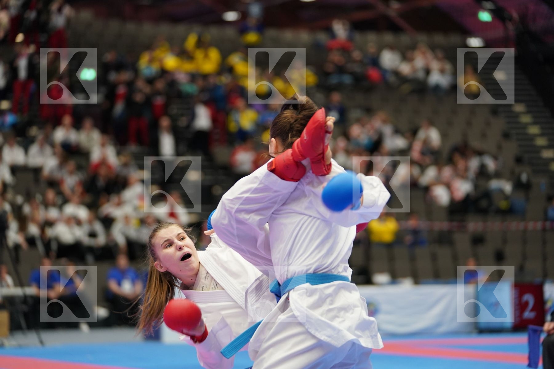 GOLUBEVA VALERIIA (RUSSIAN FEDERATION) vs JOVANOVIC MILENA (MONTENEGRO) in Junior Kumite Female 59+ Kg - Final bout