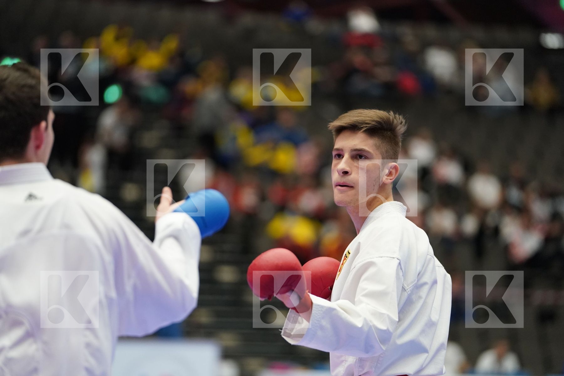 PETKOV GLIGOR (FYR OF MACEDONIA) vs CREAN CHRISTOPHER MC CARTHY (IRELAND) in Junior Kumite Male 76 + Kg - Final bout