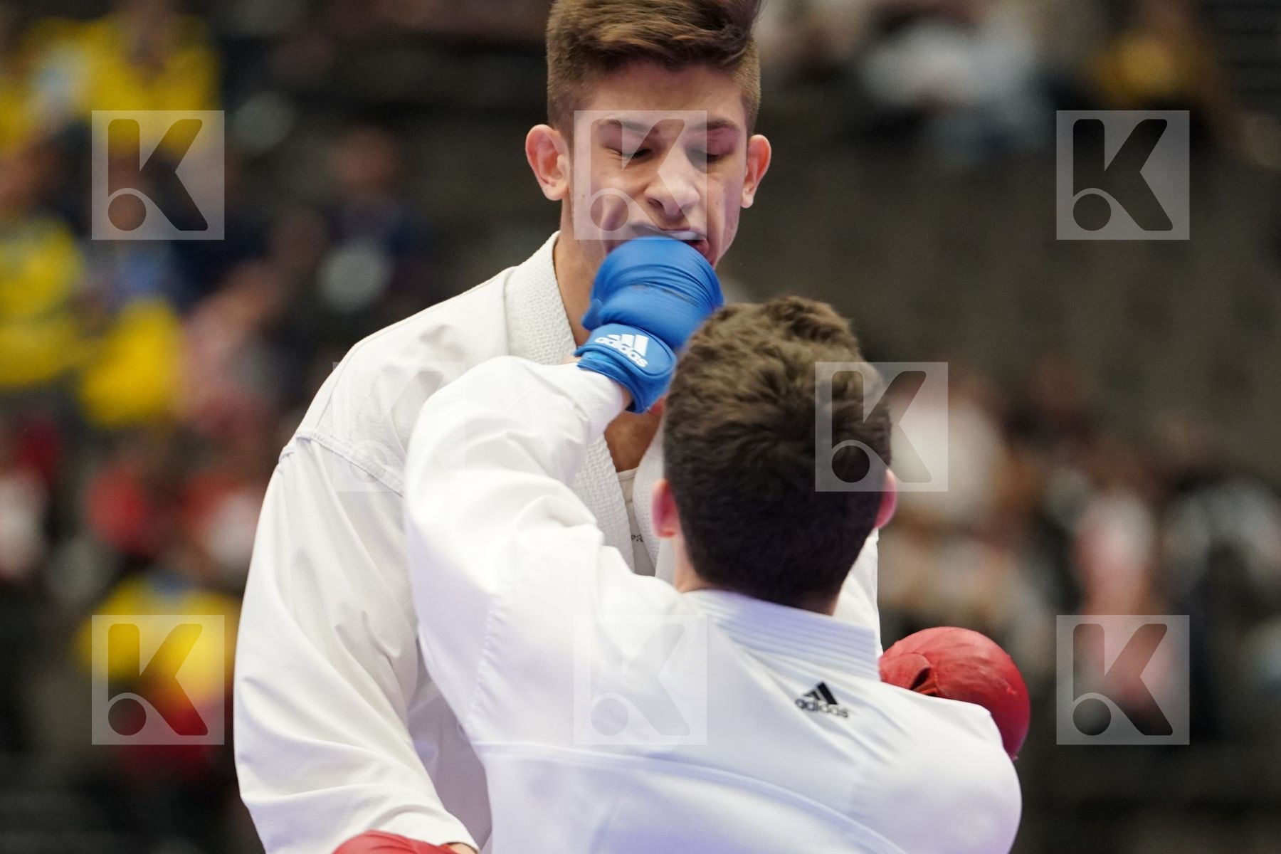 PETKOV GLIGOR (FYR OF MACEDONIA) vs CREAN CHRISTOPHER MC CARTHY (IRELAND) in Junior Kumite Male 76 + Kg - Final bout