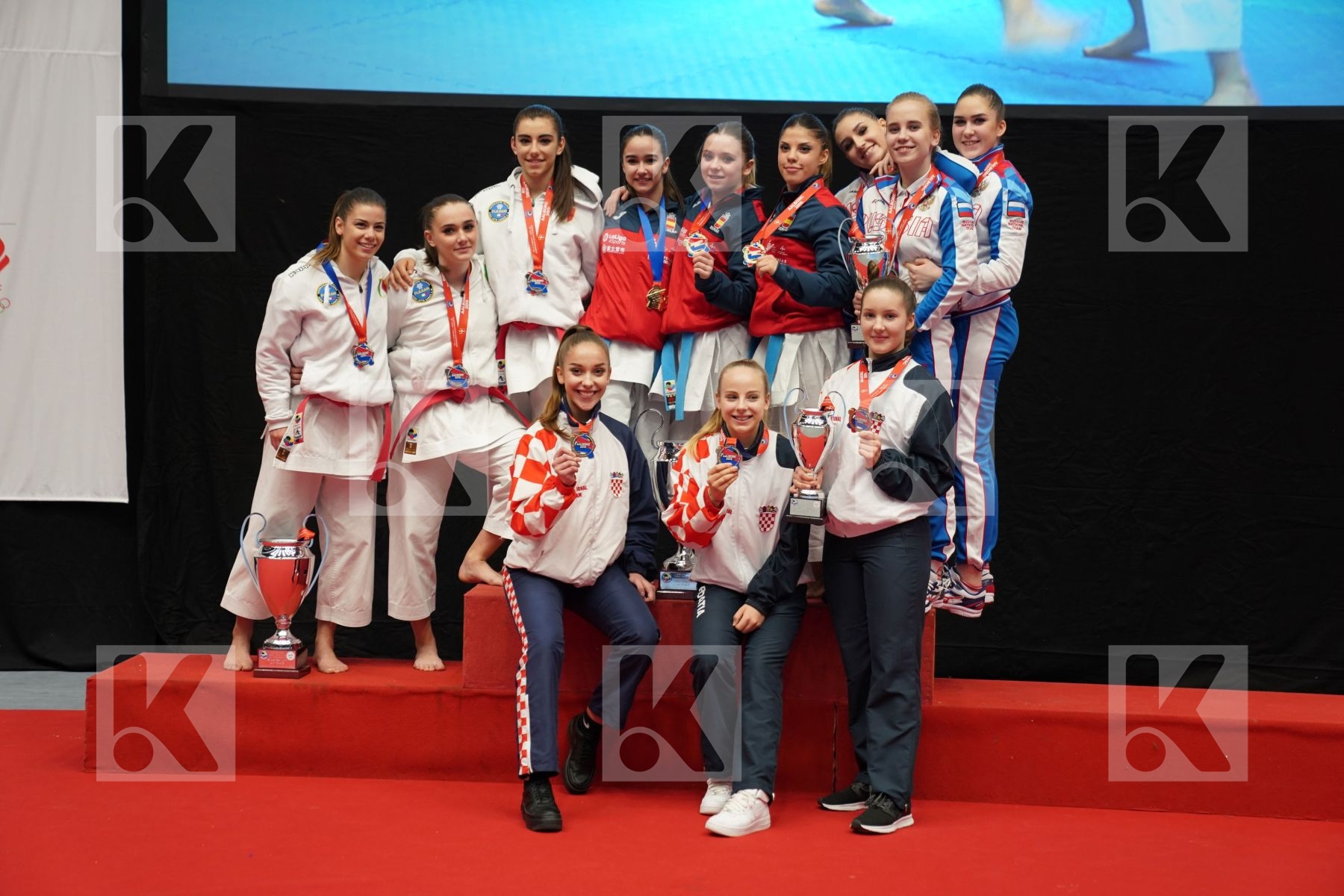 ITALY, SPAIN, CROATIA, RUSSIA in Cadet & Junior Team Female Kata - Final bout