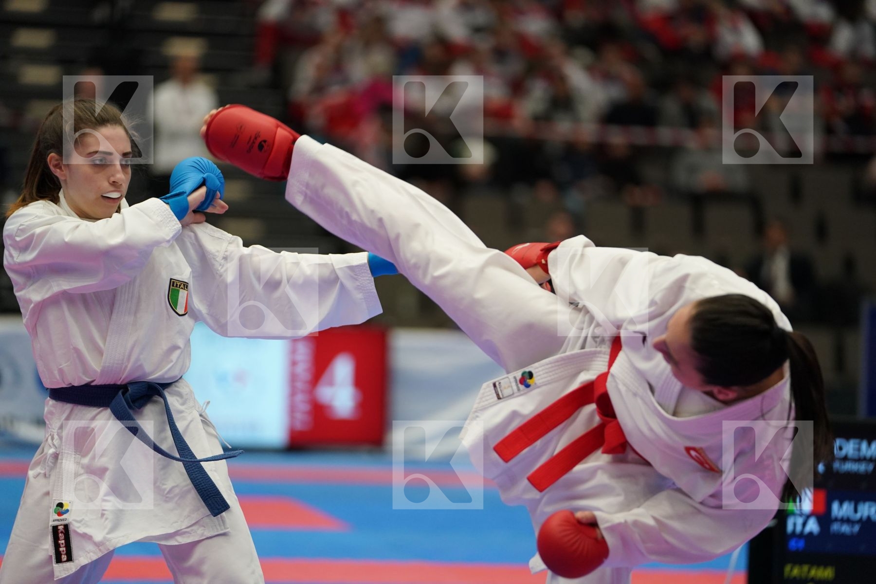 DEMIRTURK GULSEN (TURKEY) vs MURABITO NICOLE (ITALY) in Under 21 Kumite Female -50 Kg - Final bout