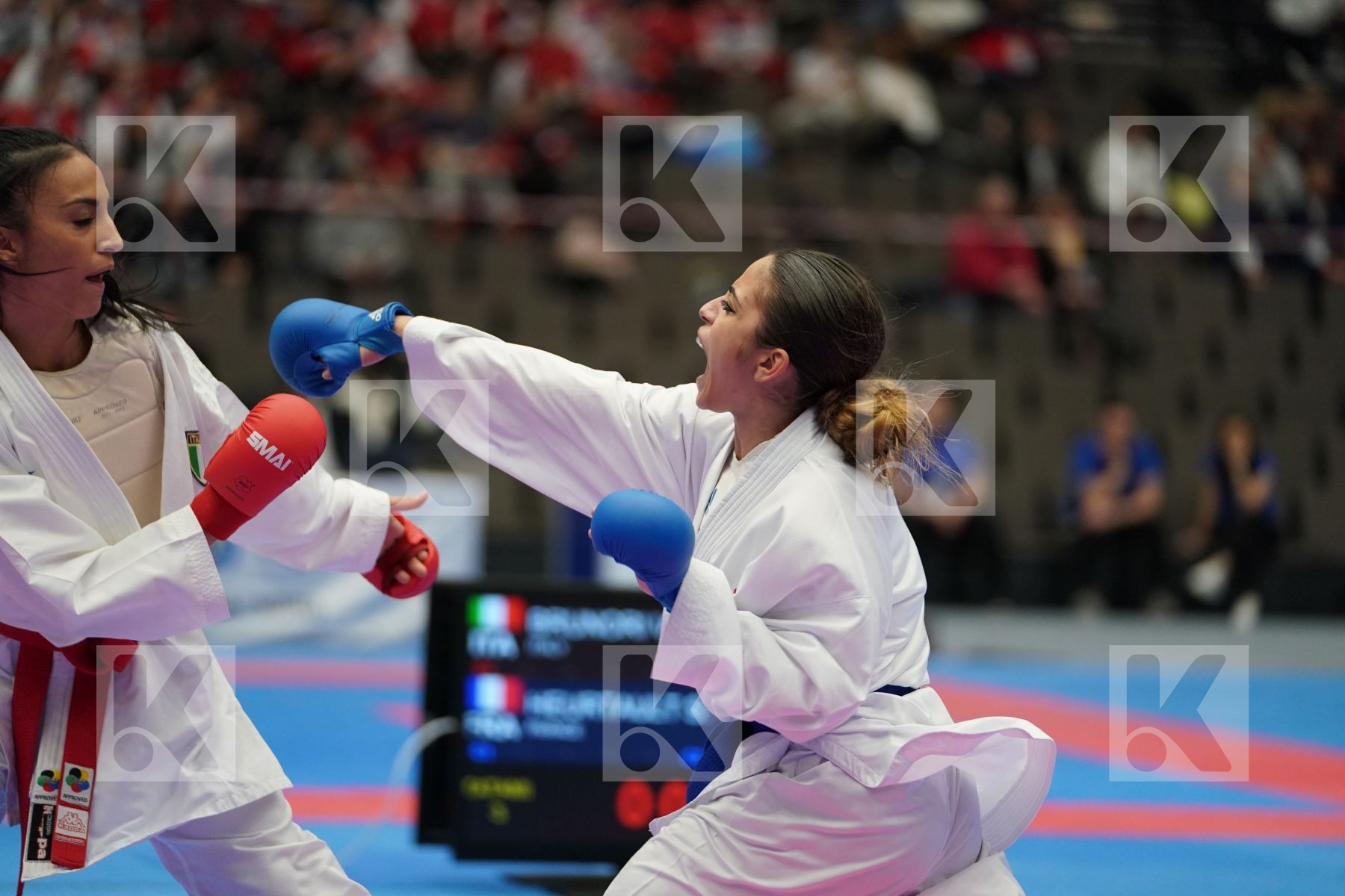 BRUNORI VERONICA (ITALY) vs HEURTAULT SARA (FRANCE) in Under 21 Kumite Female -55 Kg - Final bout