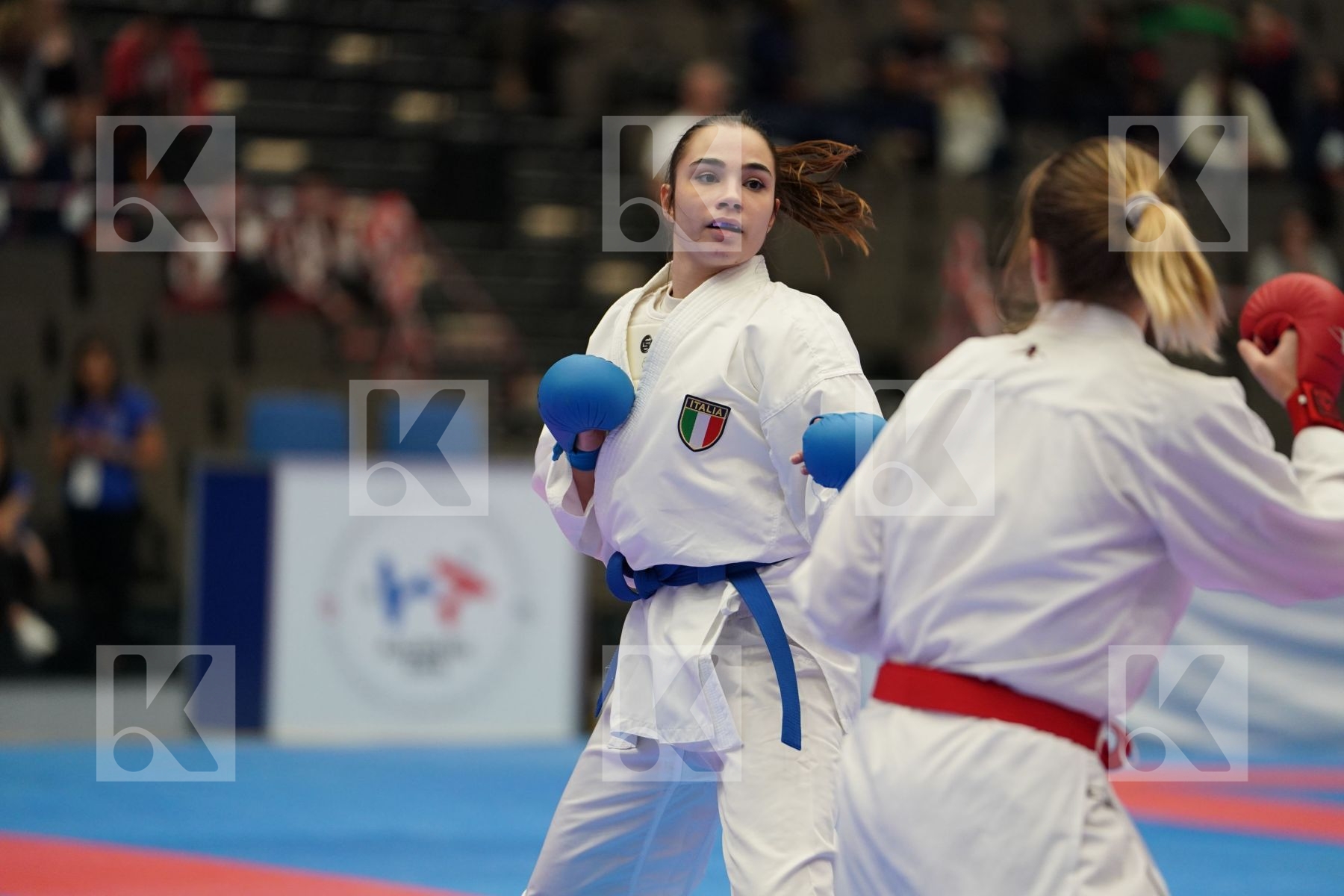 RODINA ANNA (RUSSIAN FEDERATION) vs MANGIACAPRA ALESSANDRA (ITALY) in Under 21 Kumite Female -61 Kg - Final bout