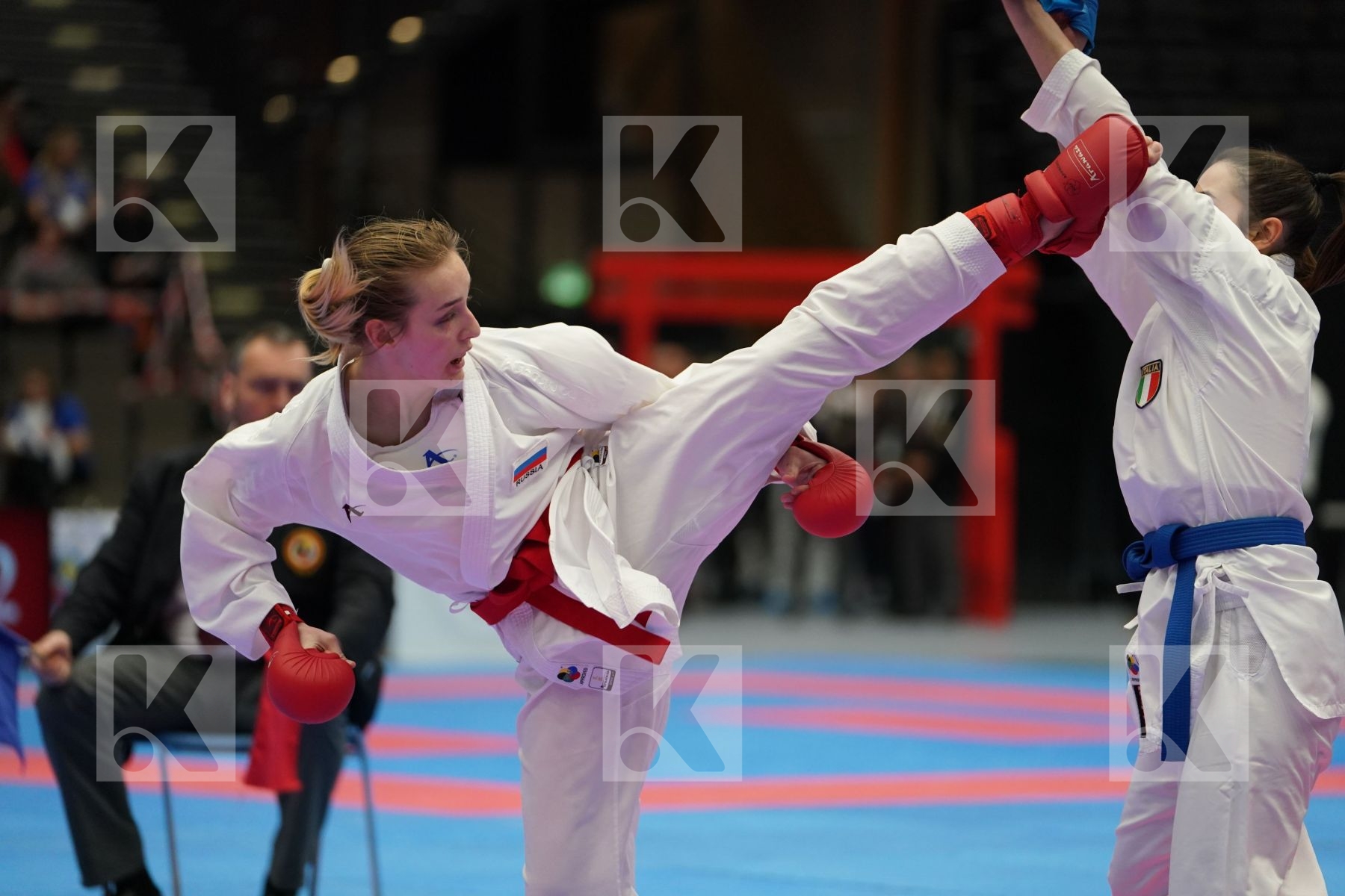 RODINA ANNA (RUSSIAN FEDERATION) vs MANGIACAPRA ALESSANDRA (ITALY) in Under 21 Kumite Female -61 Kg - Final bout