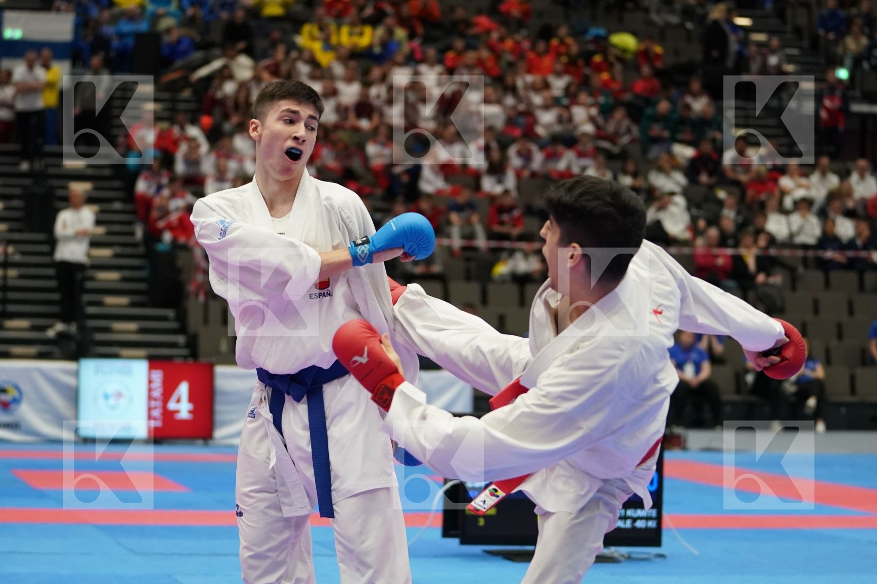 XENOS CHRISTOS-STEFANOS (GREECE) vs ORTIZ FERNANDEZ ALEJANDRO (SPAIN) in Under 21 Kumite Male -60 Kg - Final bout