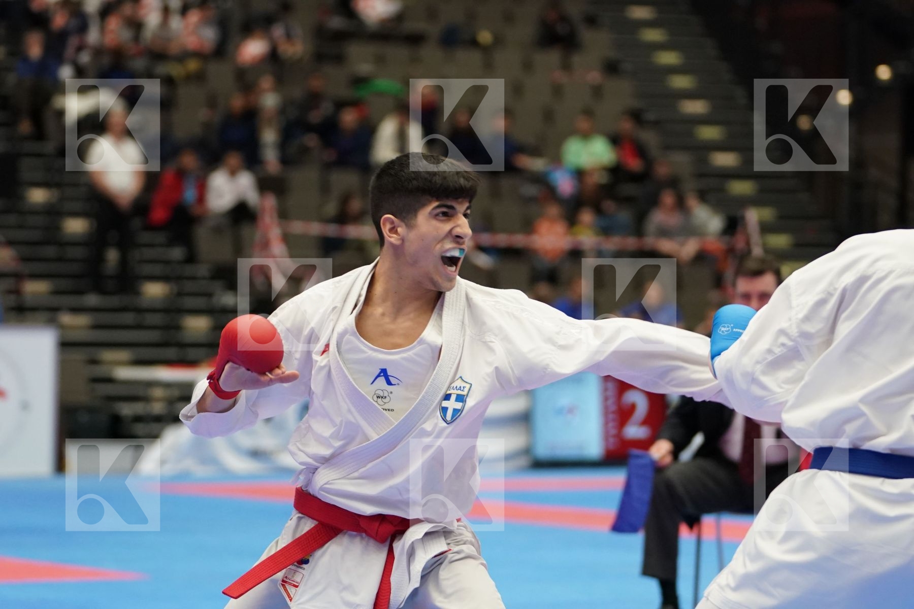 XENOS CHRISTOS-STEFANOS (GREECE) vs ORTIZ FERNANDEZ ALEJANDRO (SPAIN) in Under 21 Kumite Male -60 Kg - Final bout
