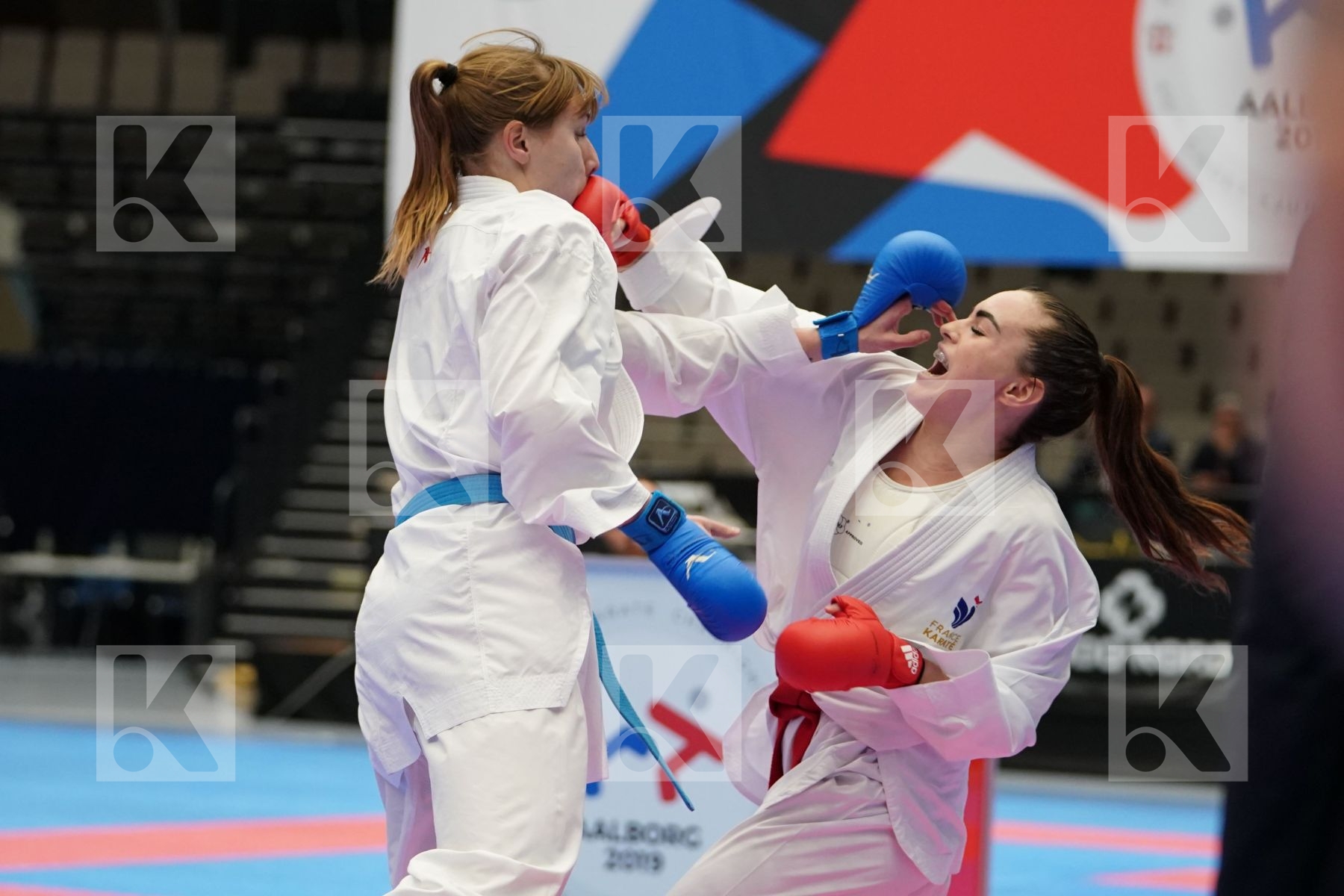 AVAZERI LEA (FRANCE) vs ISAEVA VICTORIA (RUSSIAN FEDERATION) in Under 21 Kumite Female -68 Kg - Final bout