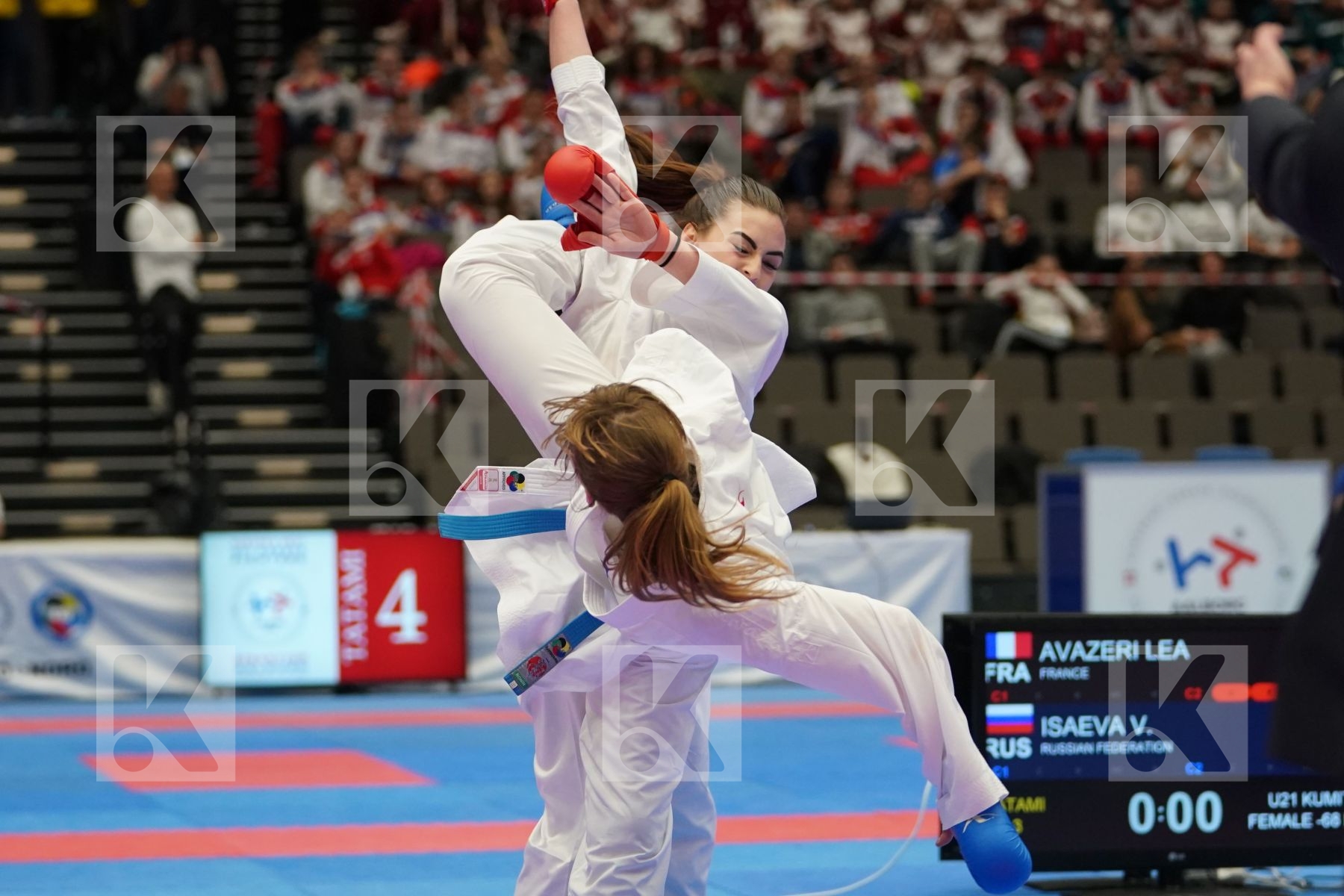 AVAZERI LEA (FRANCE) vs ISAEVA VICTORIA (RUSSIAN FEDERATION) in Under 21 Kumite Female -68 Kg - Final bout