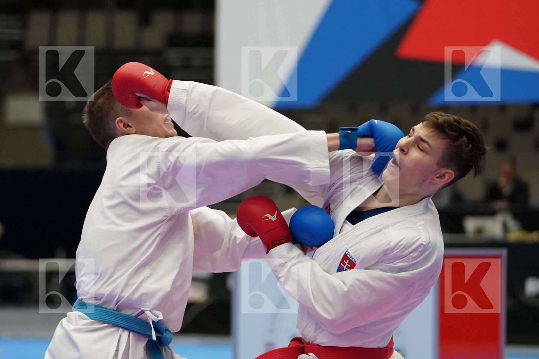 GYURIK ADI (SLOVAKIA) vs SPASENOVSKI PETAR (FYR OF MACEDONIA) in Under 21 Kumite Male -84 Kg - Final bout