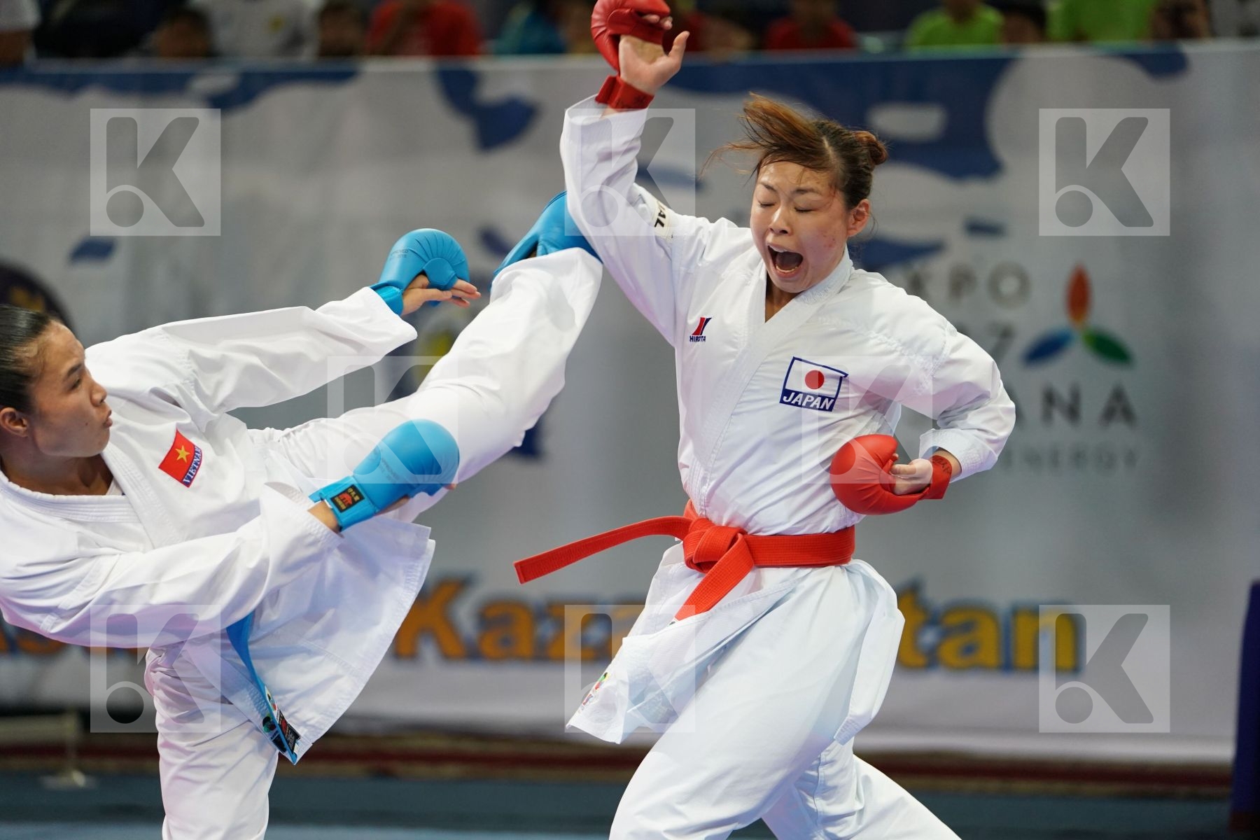 female kumite 68+ kg Japan Thi hong anh Nguyen Uekusa Ayumi Viet