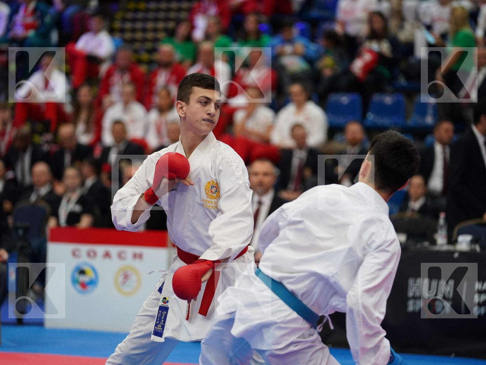 GHAZARYAN MHER (ARMENIA) vs OEZDEMIR MUHAMMED (GERMANY) in Cadet Kumite Male -52 Kg - Final bout