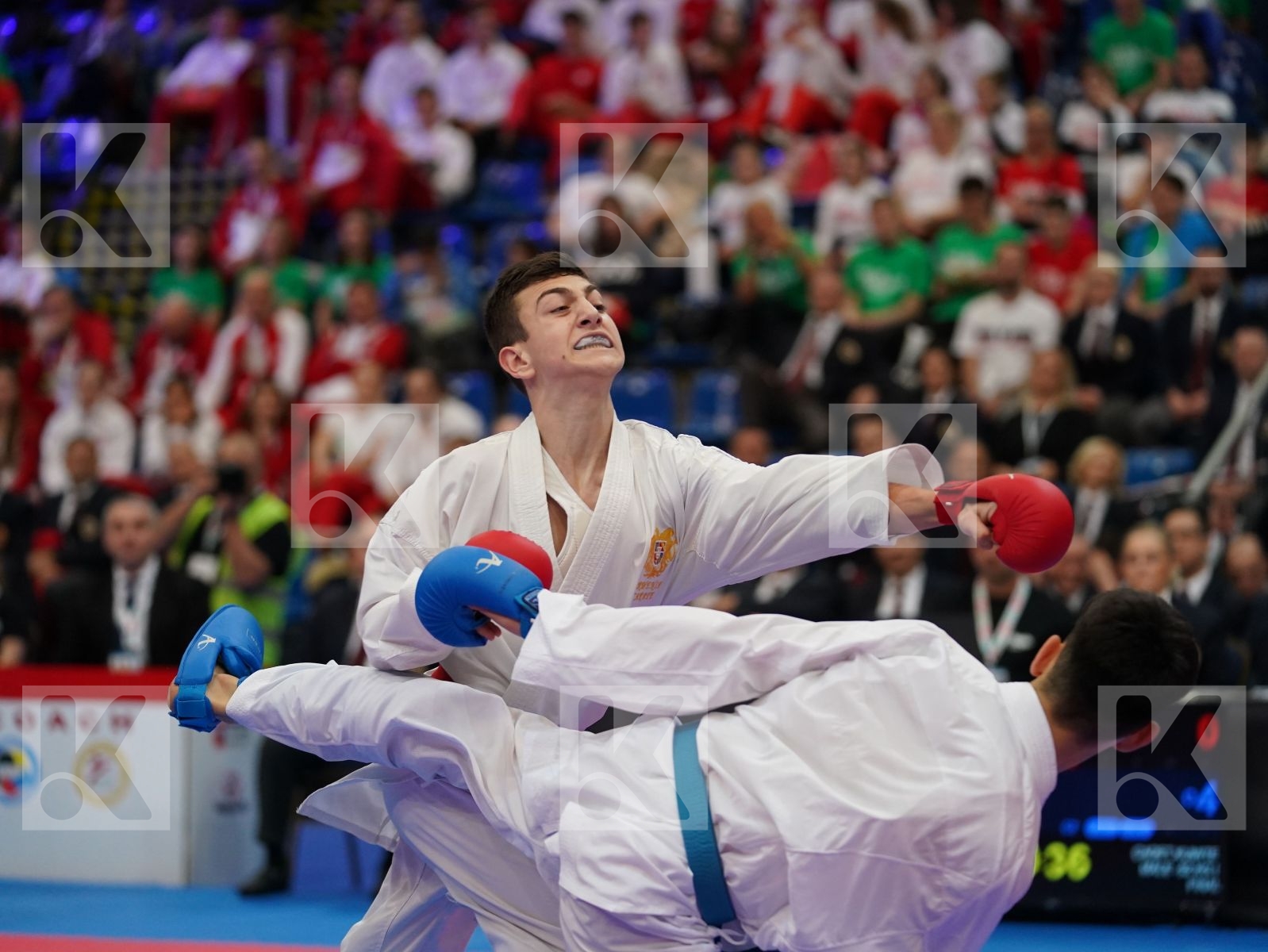 GHAZARYAN MHER (ARMENIA) vs OEZDEMIR MUHAMMED (GERMANY) in Cadet Kumite Male -52 Kg - Final bout
