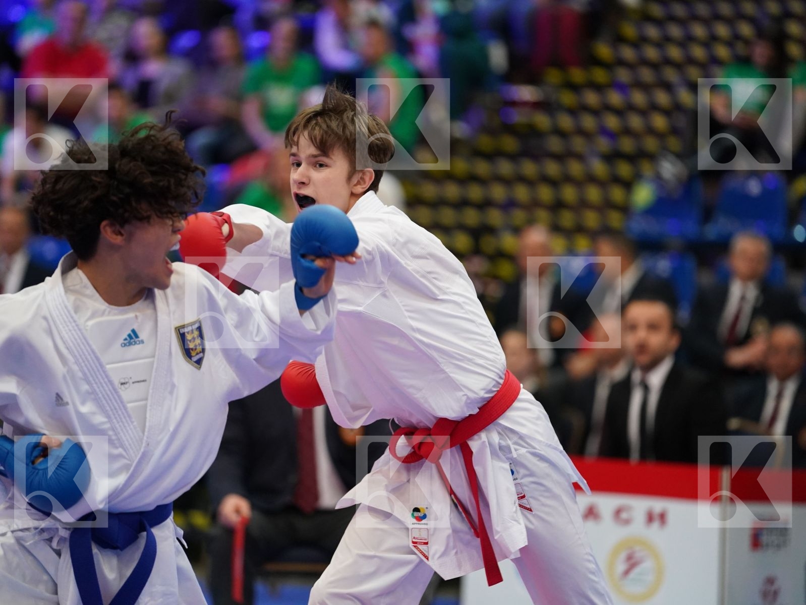 MUHAMADEEV LEV (RUSSIAN FEDERATION) vs VERAS LUAN (ENGLAND) in Cadet Kumite Male -63 Kg - Final bout