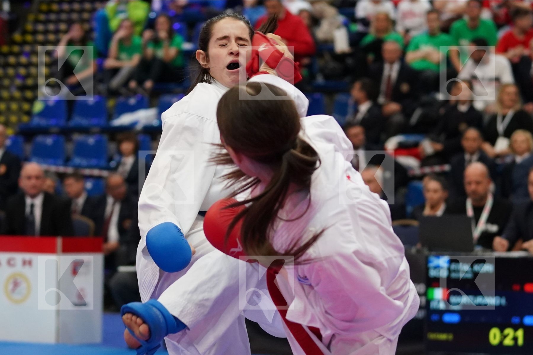 FITAL KORI (SCOTLAND) vs MARTURANO IRENE (ITALY) in Cadet Kumite Female -54 Kg - Final bout