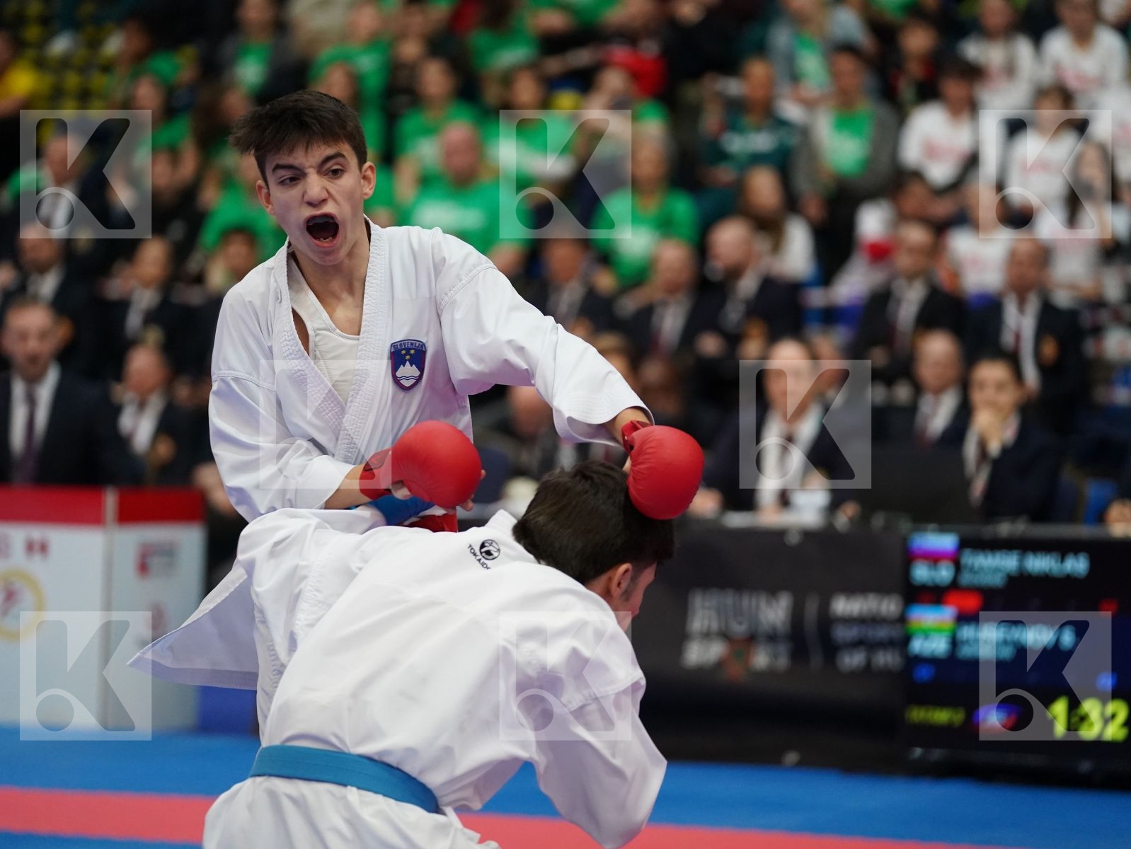 TAMSE NIKLAS (SLOVENIA) vs HUSEYNOV SULTAN (AZERBAIJAN) in Junior Kumite Male -55 Kg - Final bout