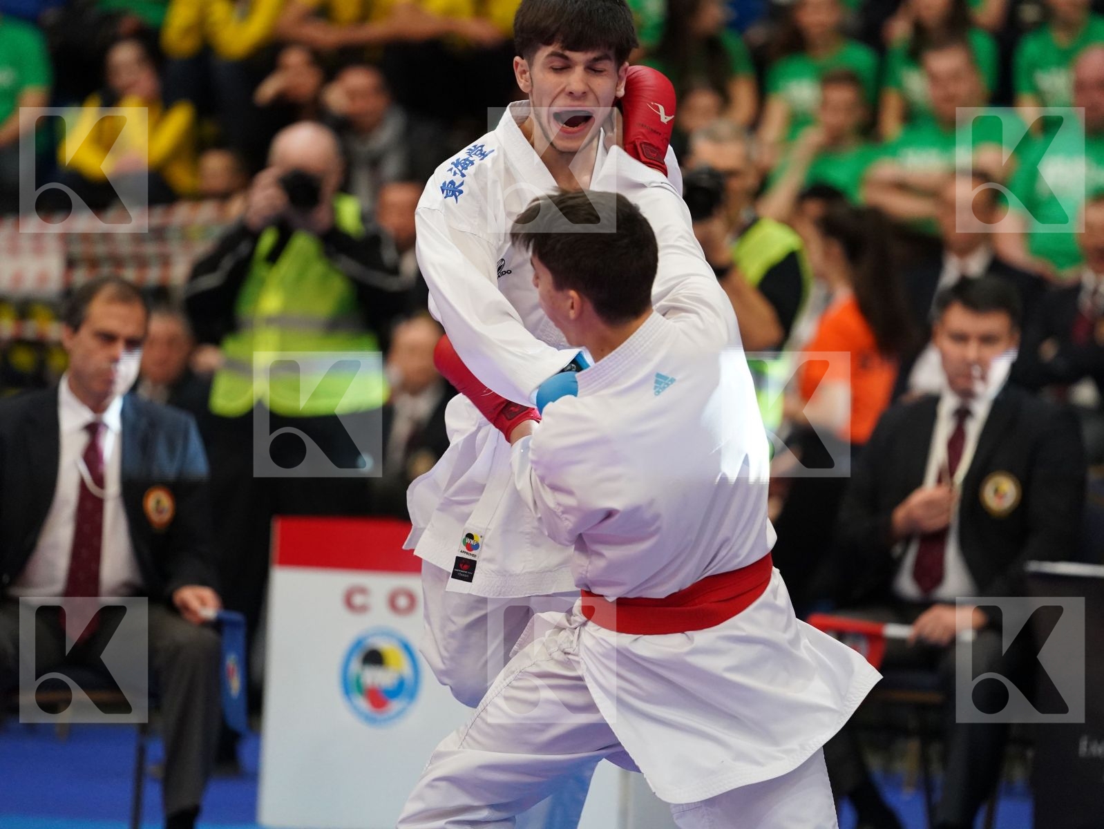 TAMSE NIKLAS (SLOVENIA) vs HUSEYNOV SULTAN (AZERBAIJAN) in Junior Kumite Male -55 Kg - Final bout