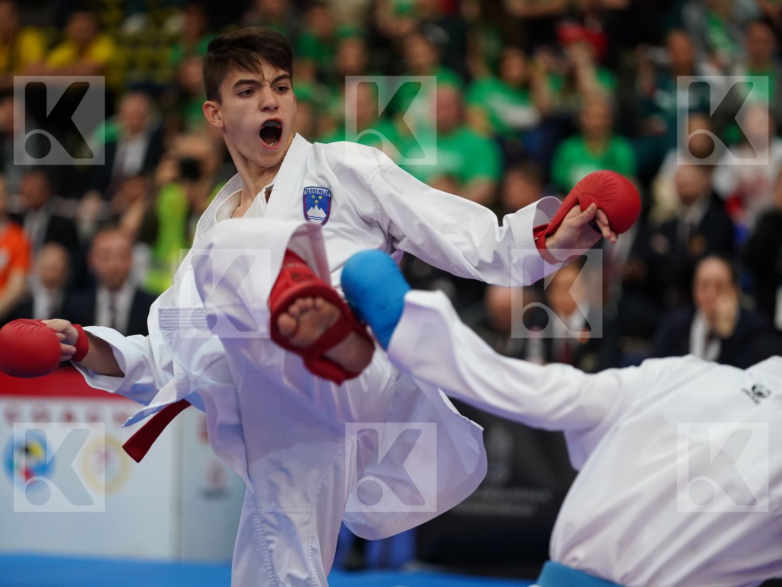 TAMSE NIKLAS (SLOVENIA) vs HUSEYNOV SULTAN (AZERBAIJAN) in Junior Kumite Male -55 Kg - Final bout